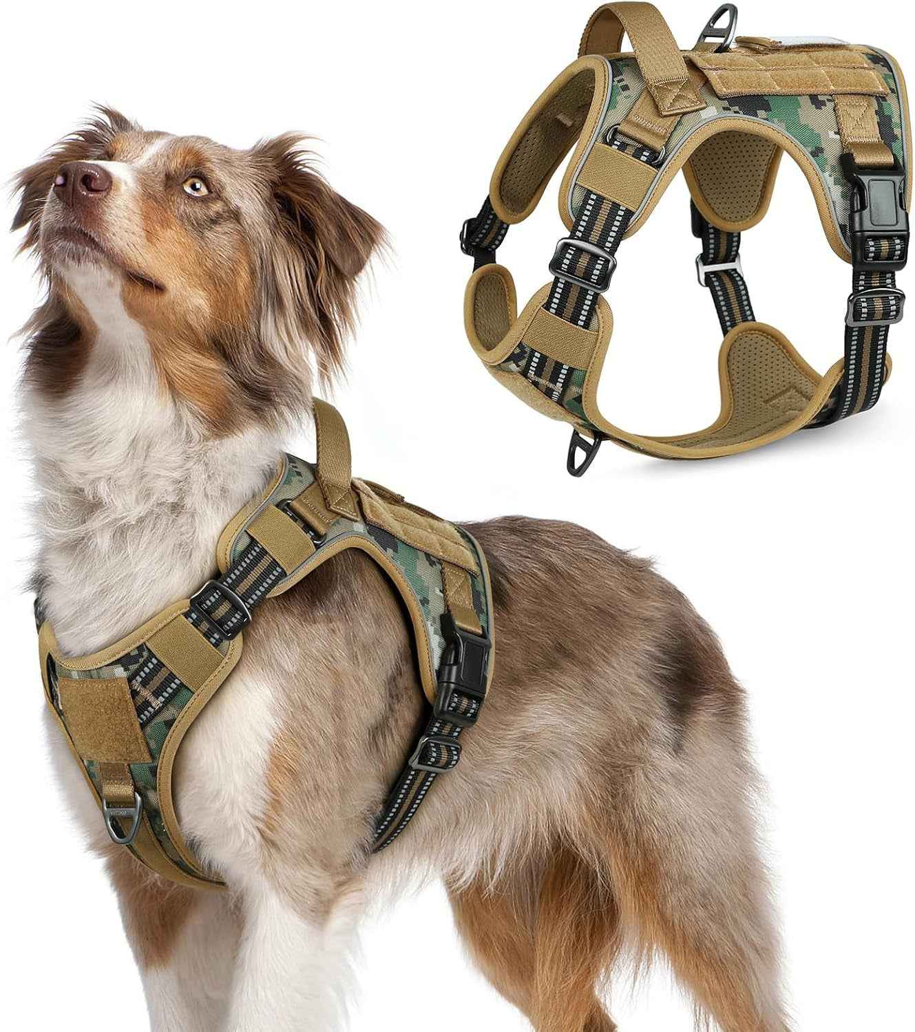 No-Pull Tactical Dog Harness MOLLE Vest for Medium & Large Dogs