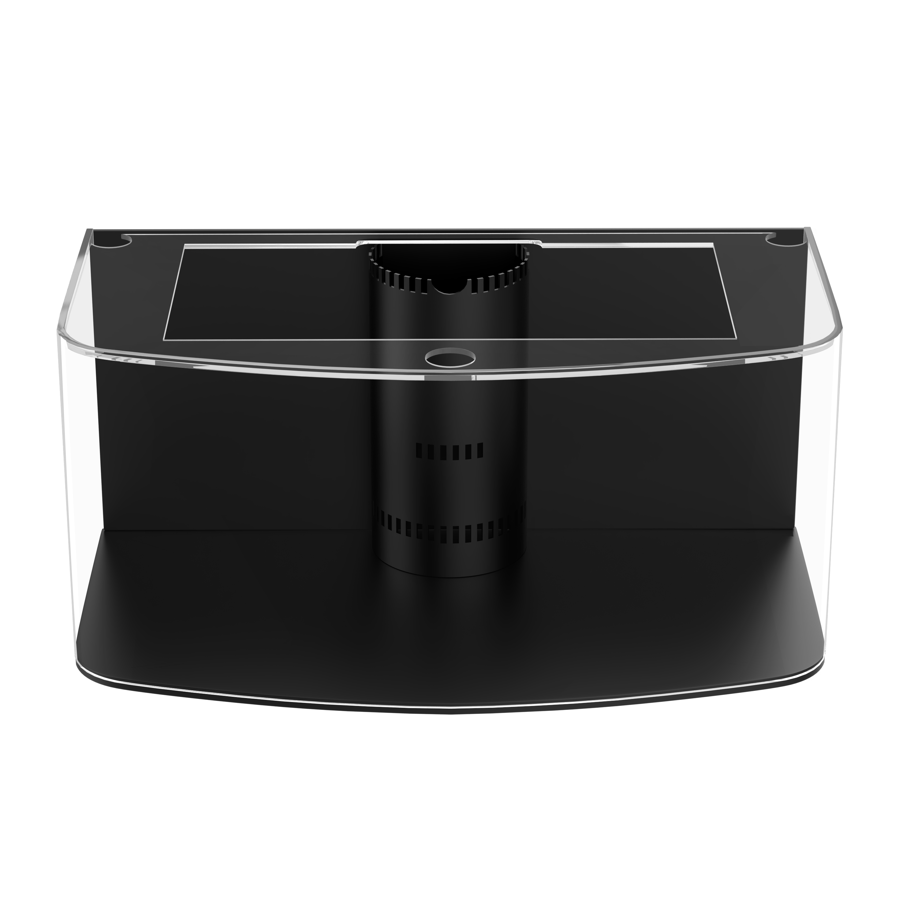 SLEEK 215 Gallon Seamless Glass Bowfront Reef-Ready Aquarium in Black Real Wood Furniture
