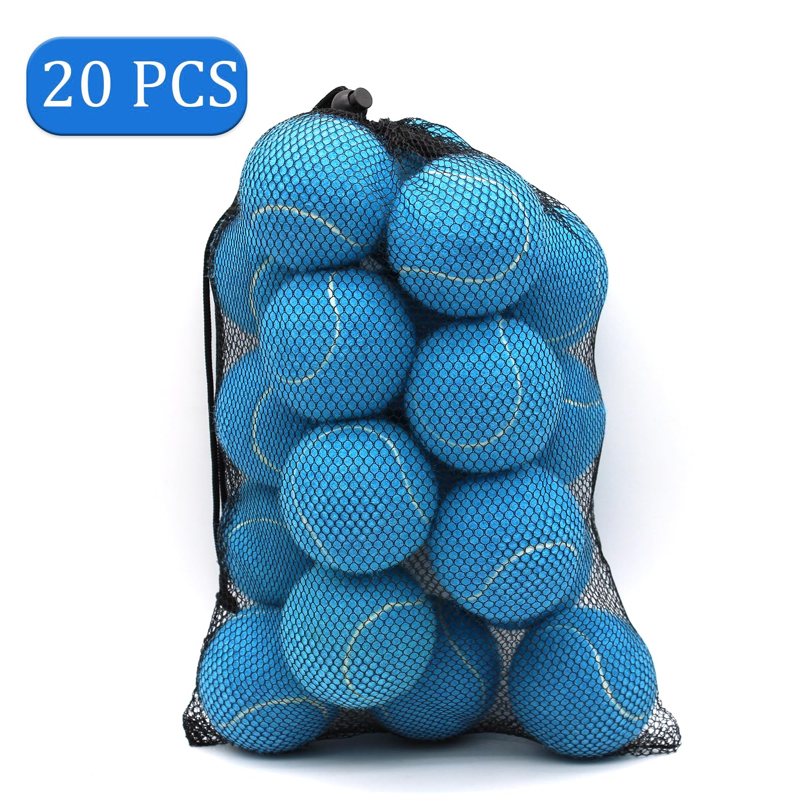 Swingers 20 Pack Training Tennis Balls For Beginner, High Elasticity Exercise Balls For Pet Dog, With Mesh Carry Bag (Light Blue
