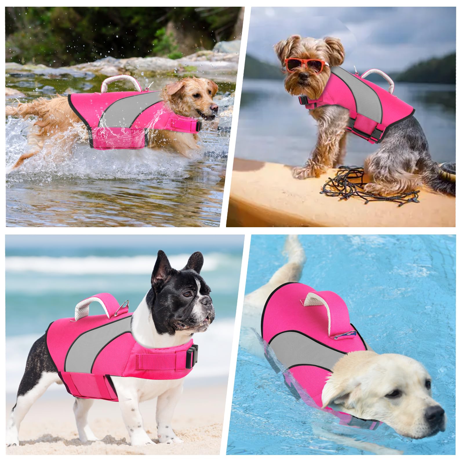 Doglay Dog Life Jacket, Adjustable & Reflective Dog Life Vest For Swimming And Boating, High Buoyancy Swimming Safety Vest With