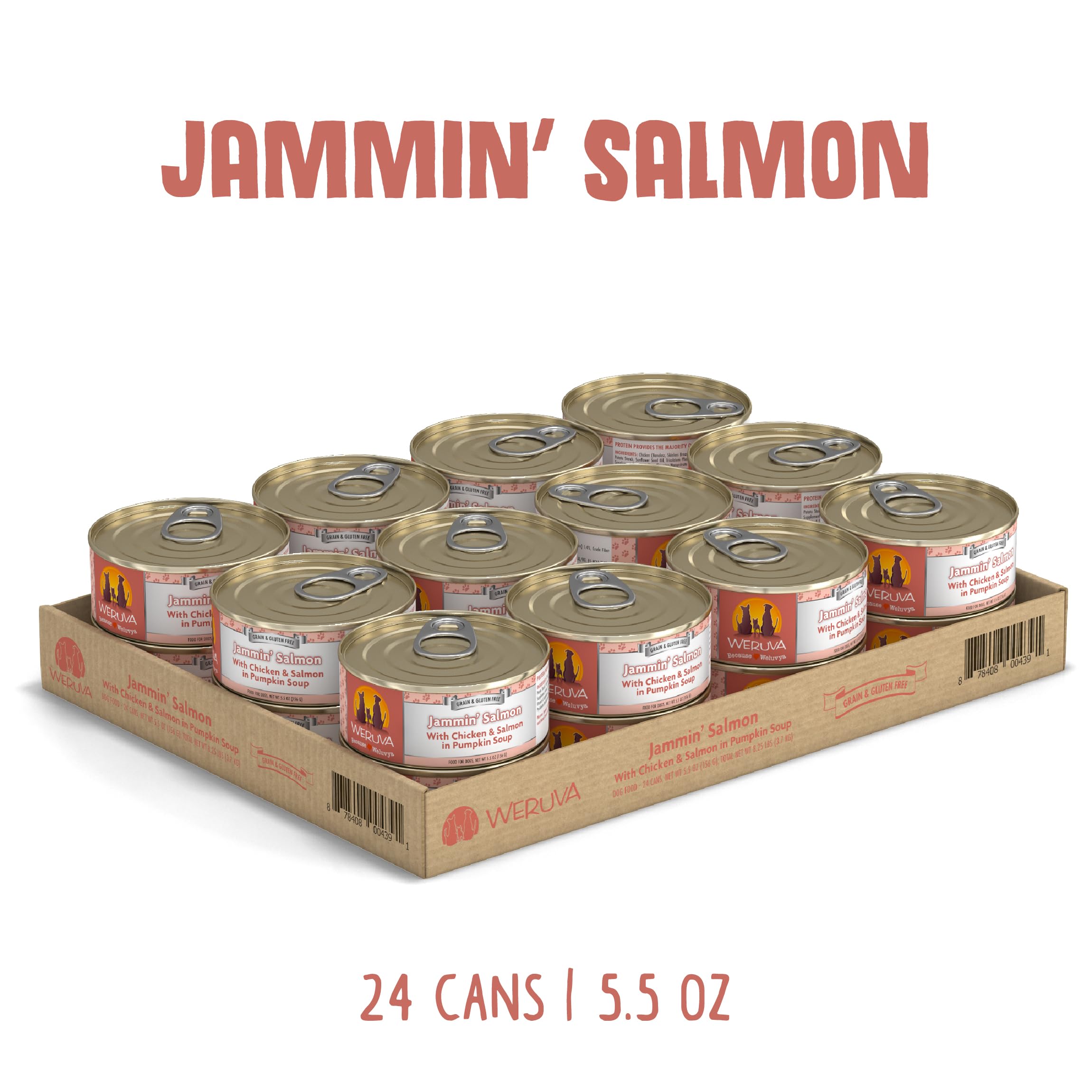 Weruva Classic Dog Food, Jammin Salmon with Chicken & Salmon in Gravy, 5.5oz Can (Pack of 24)