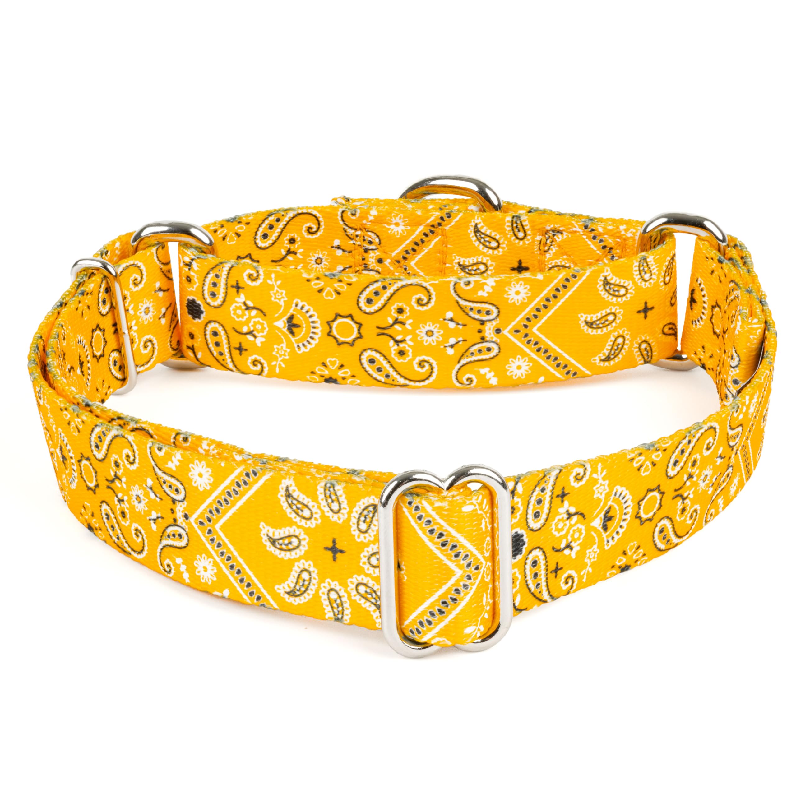 Country Brook Petz - Yellow Bandana Martingale Dog Collar - Country And Western Collection Featuring Rustic Designs (1/2 Inch, 2