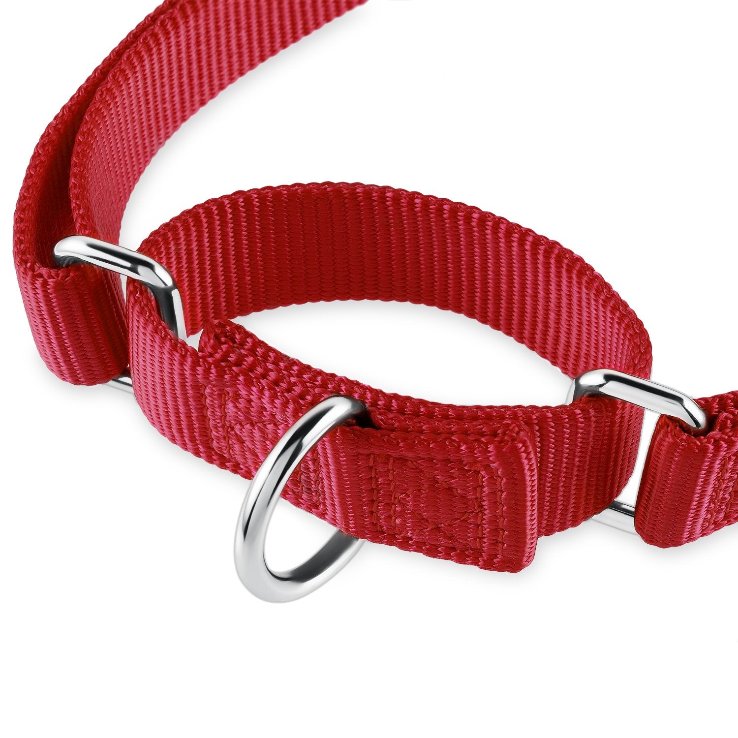 Hyhug Heavy Duty Nylon Escape Proof Adjustable Martingale Large Boy and Girl Dog Collar - Walking Training Daily Use.(Large,Red)