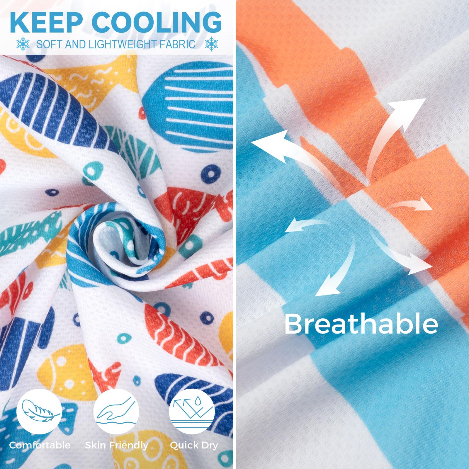 Cyeollo 2Pack Dog Cooling Shirt, Breathable Sleeveless Summer Clothes For Dogs, Intant Cool T Shirts For Small Dogs, Blue Fish L