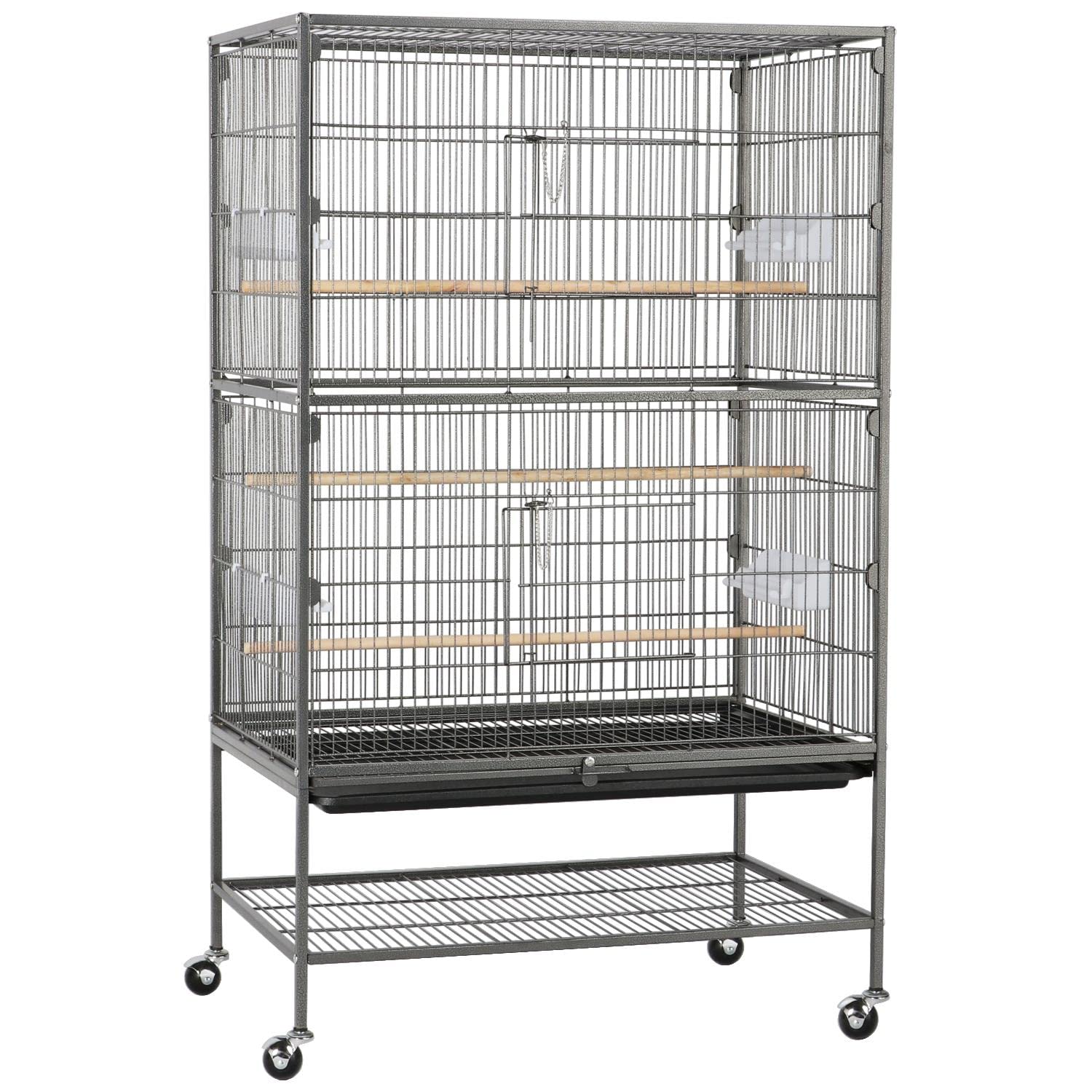 Costoffs 132Cm Extra Large Rolling Metal Bird Cage Parrot Cage For Lovebird Cockatoo Conure With 3 Perches/4 Feeders/Extra Stora