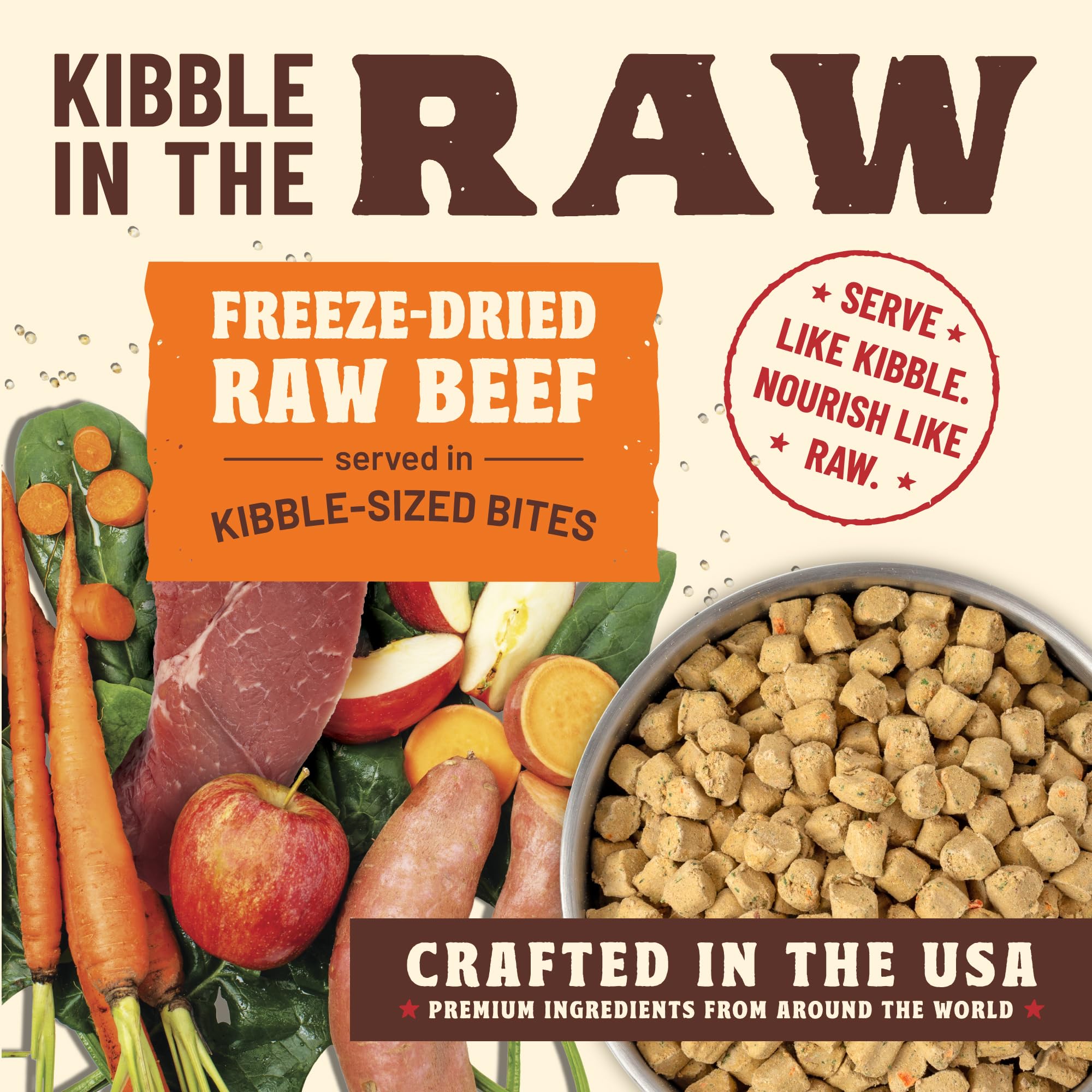 Primal Kibble in The Raw, Freeze Dried Dog Food, Beef, Scoop & Serve, Made with Raw Protein, Whole Ingredient Nutrition, Crafted