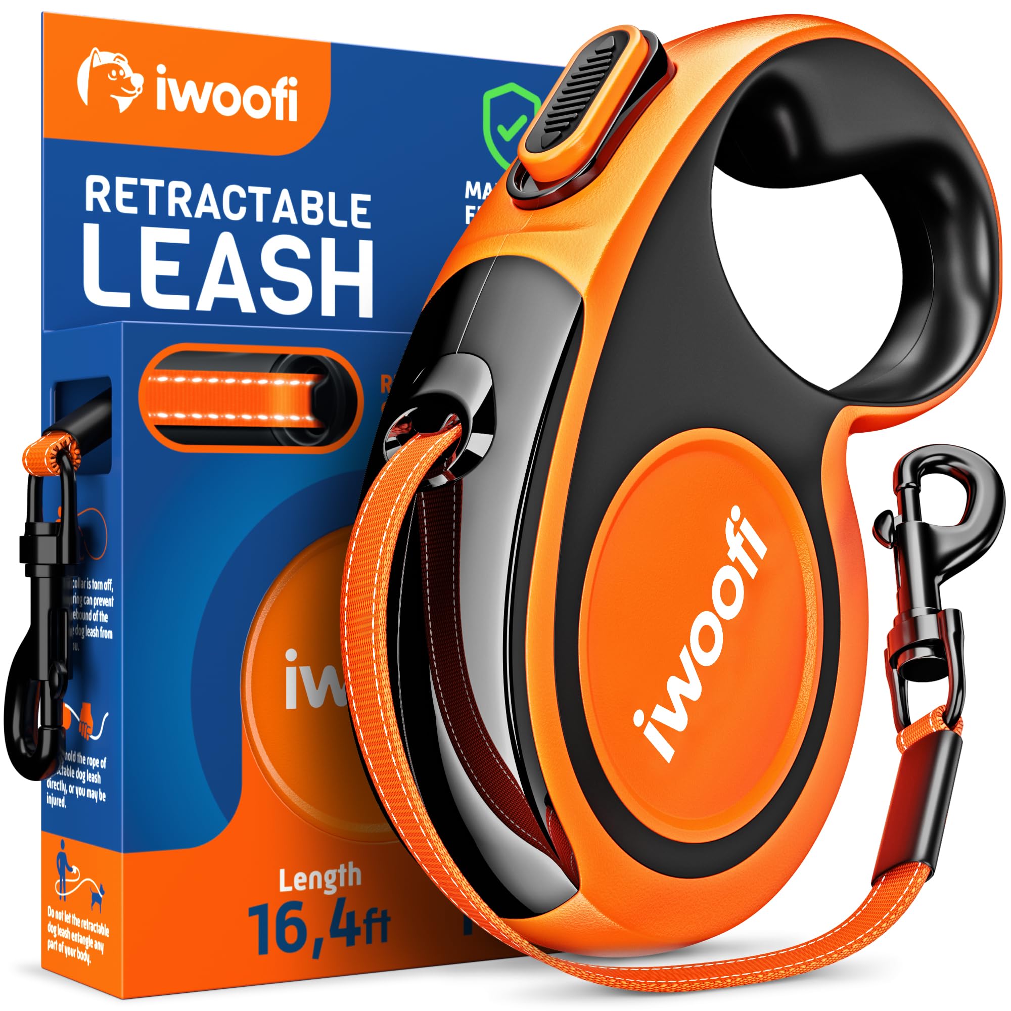 New 2025 Retractable Dog Leash 16,4 Ft' - Heavy Duty Retractable Pet Leash With Anti-Slip Soft Grip - Reflective Dog Leashes Wit
