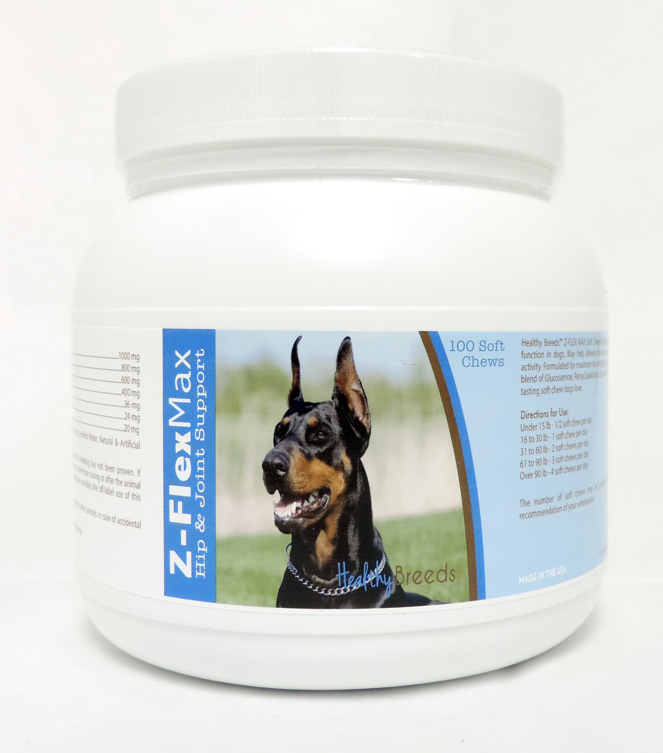Healthy Breeds Doberman Pinscher Z-Flex Max Hip & Joint Soft Chews 100 Count
