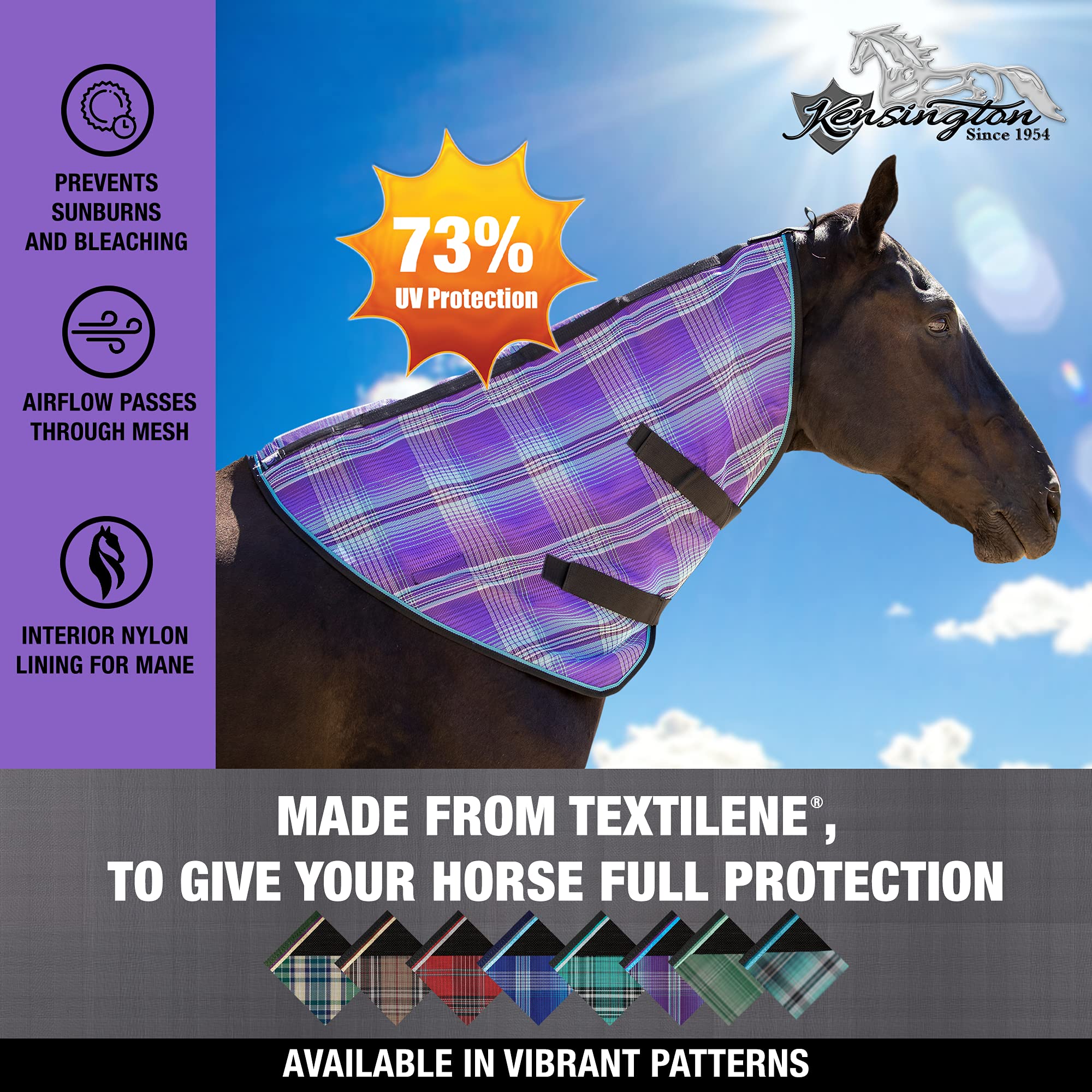 Kensington Protective Products Signature Textilene Nylon-Lined Neck Piece, Medium, Lavender Mint Plaid