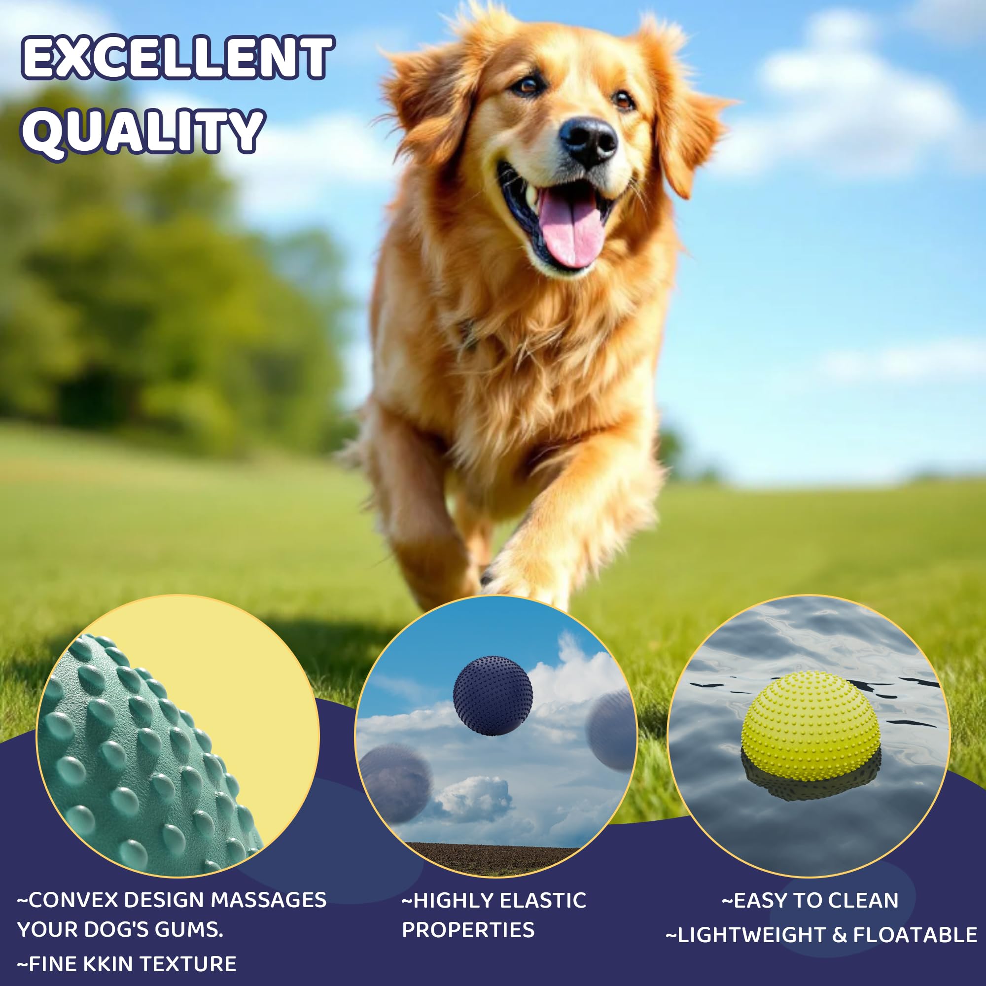 Jerock Dog Balls, Eva Dogs Toy Ball For Aggressive Chewers, 5 Inch Durable High Elasticity Interactive Ball For Training Dog Cat
