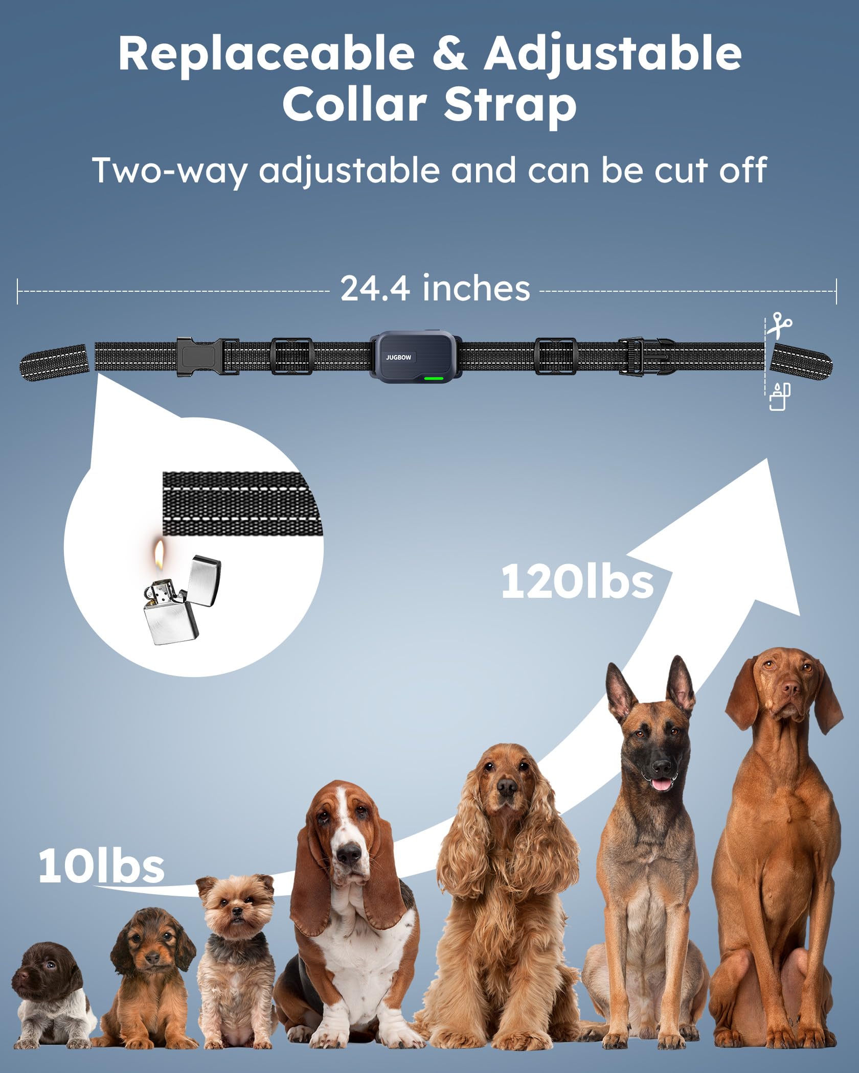 Jugbow Dog Shock Collar 2 Dogs (10-120Lbs) - 4200Ft Dog Training Collar With Remote Ipx7 Waterproof Electric Collar With 4 Training Modes, Rechargeable E-Collar For Lager Medium Small Dog Dark Blue