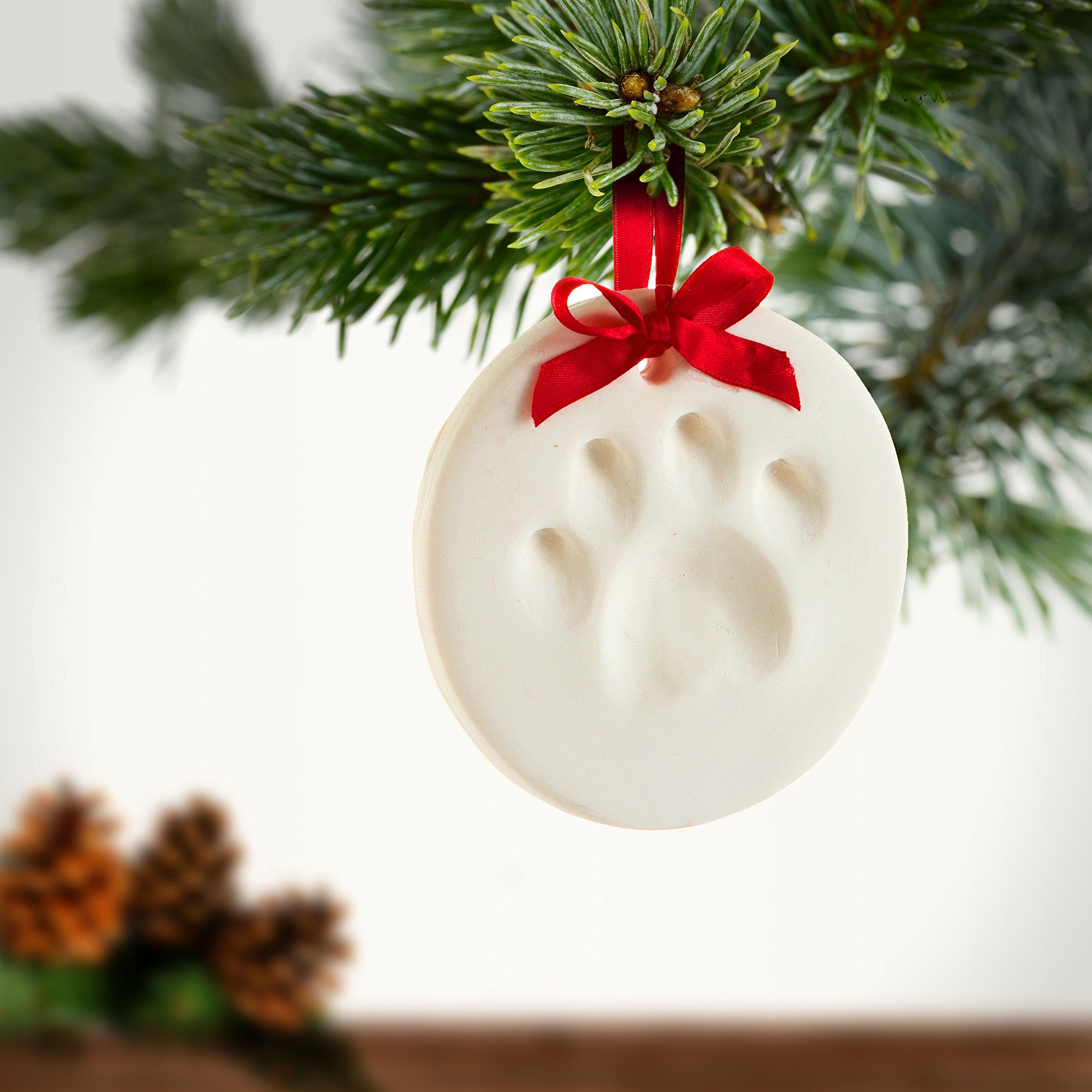 Tiny Ideas Christmas Paw Print Ornament Kit, DIY No Bake No Mess Holiday Keepsake, Dog or Cat Christmas Ornament, Pet Memorial K