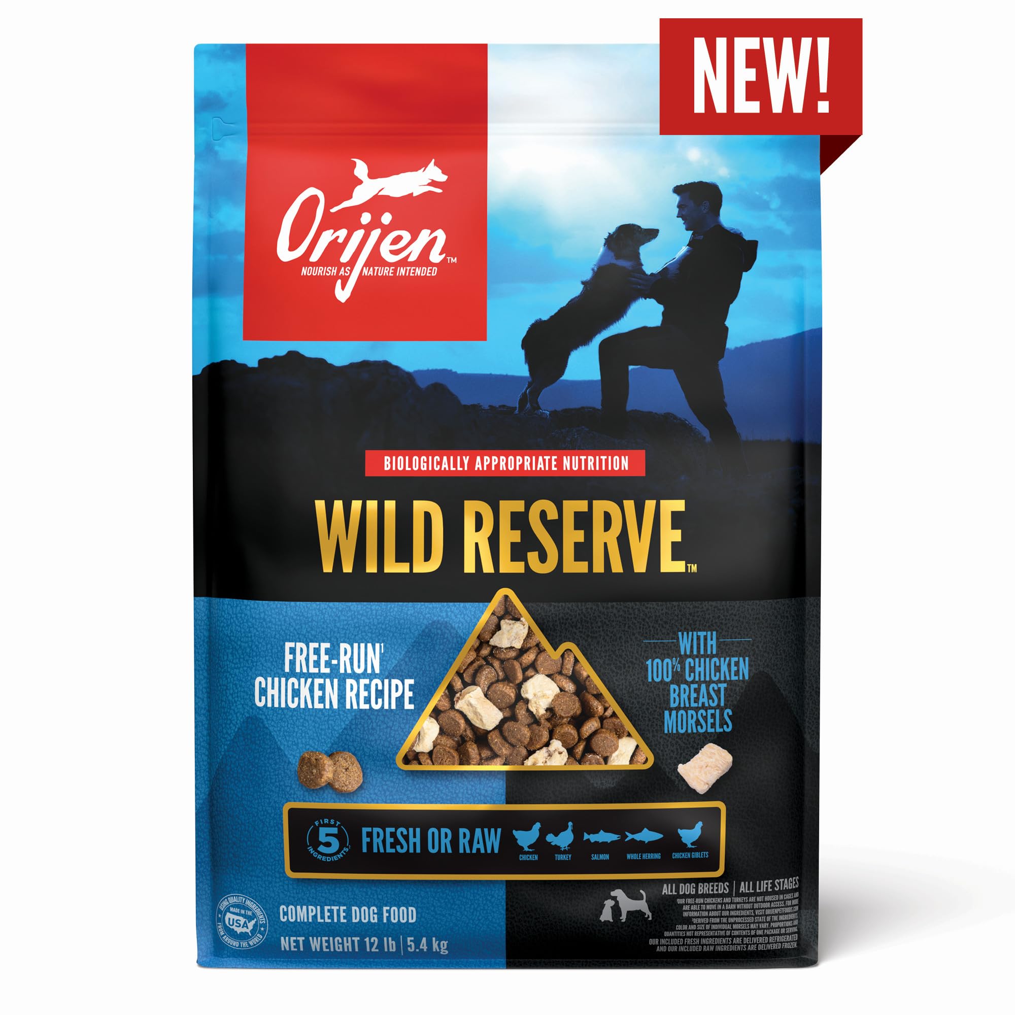 ORIJEN Wild Reserve Dry Dog Food, Free-Run Chicken Recipe, 20lb Bag