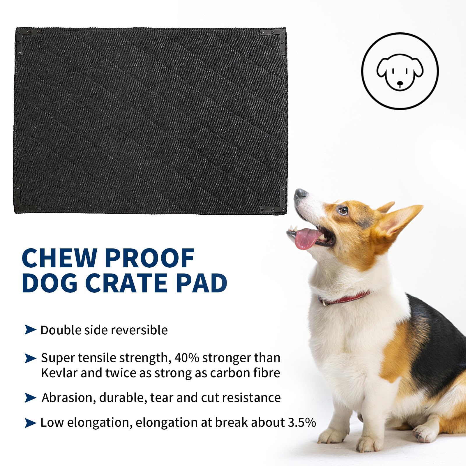 BALAPET Durable Chew Proof Dog Bed, Large 41"x28", Black Polyester, Ideal for Indoor/Outdoor Use, Stable Kennel Pad for Dogs