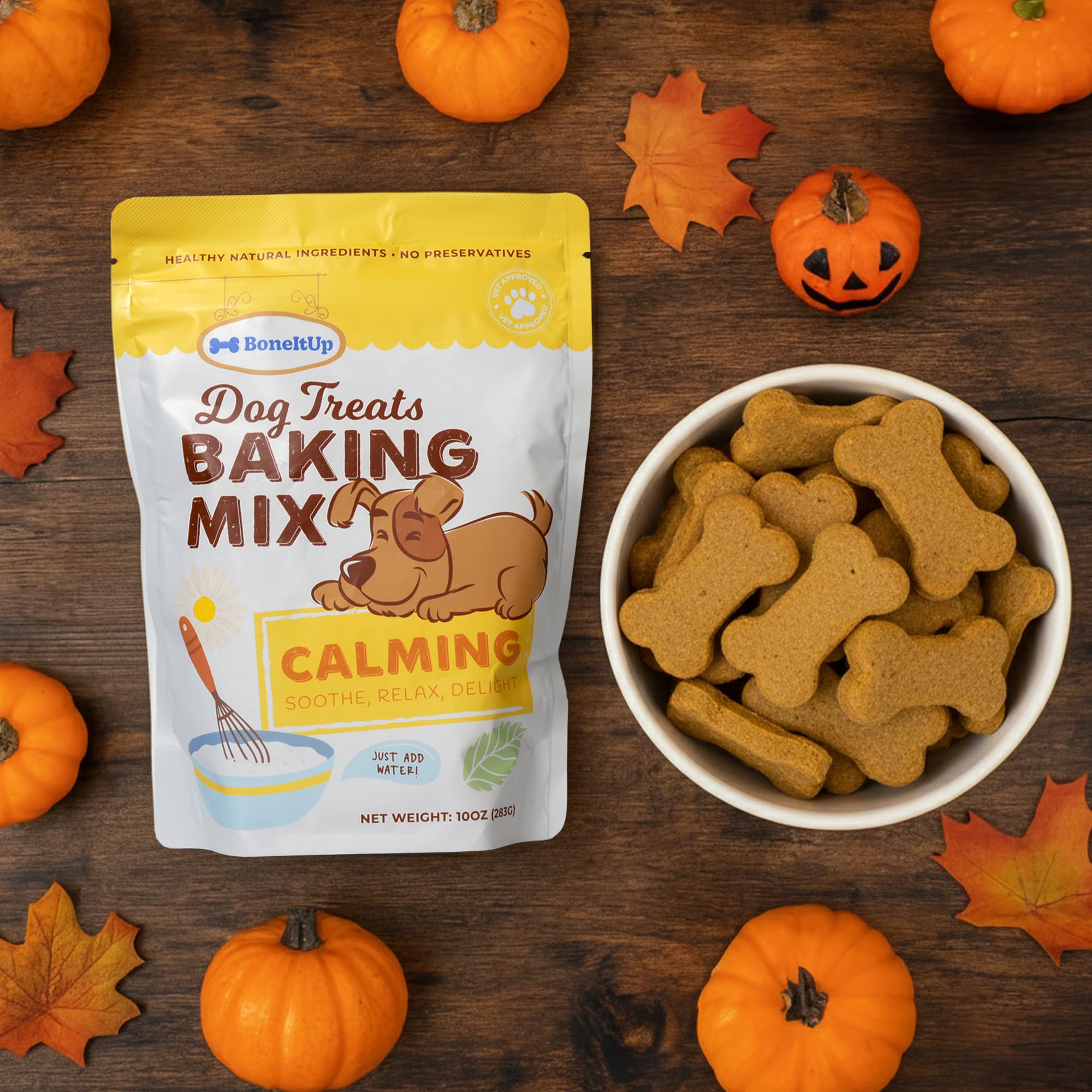 Healthy Calming Dog Treat Baking Mix (Pack of 1) - Natural Chamomile, Valerian Root & Banana Pup Biscuit Mix - Vet-Recommended H