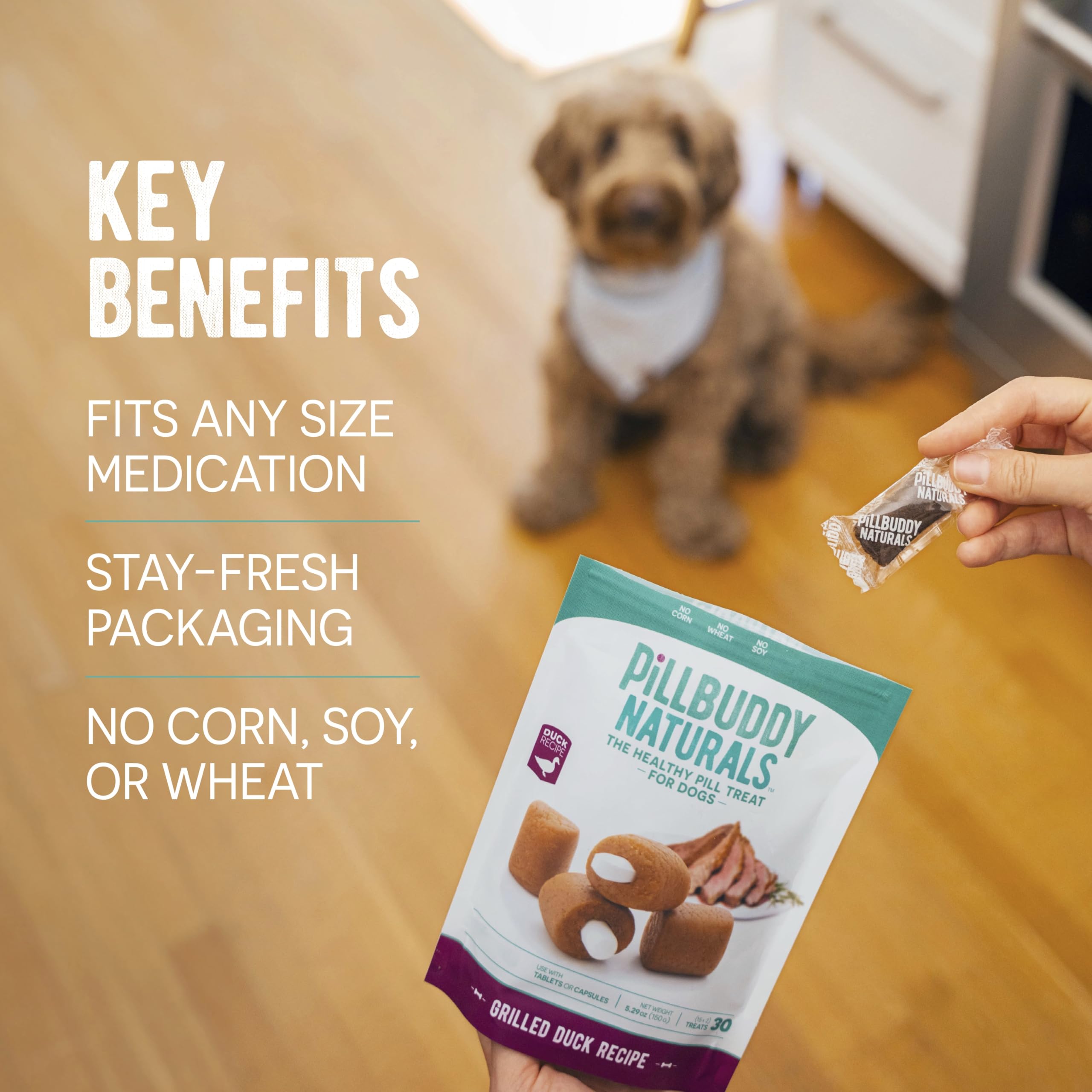 Presidio Pill Buddy Naturals - Chicken Recipe Pill Hiding Treats for Dogs - Make A Perfect Pill Concealing Pocket Or Pouch for A