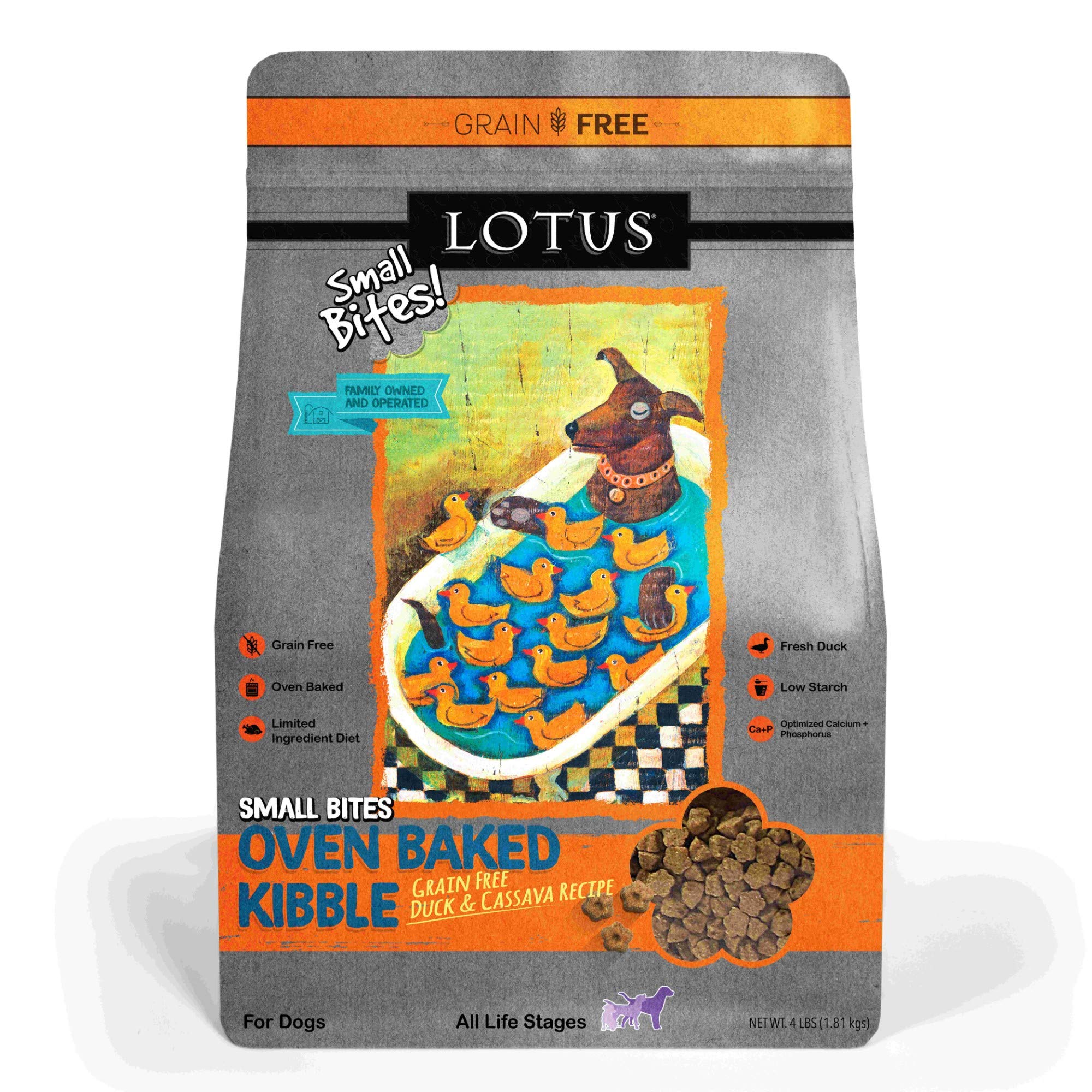 Lotus Small Bite Dry Dog Food, Duck, 4 lb
