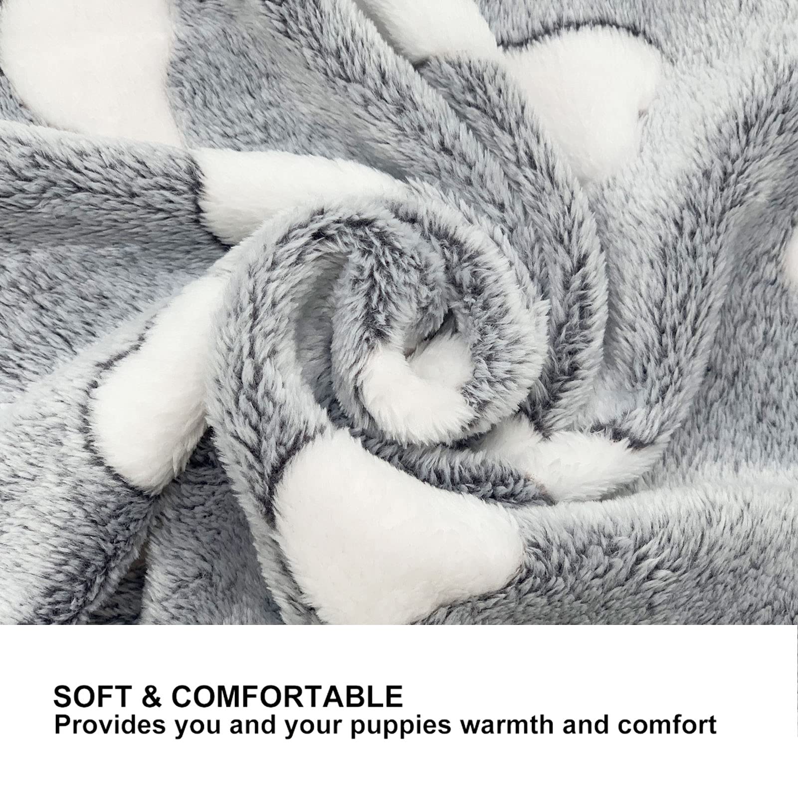 1 Pack 3 Puppy Blankets Super Soft Warm Sleep Mat Grey Cute Print Blanket Fluffy Fleece Pet Blanket Flannel Throw Dog Blankets For Small Dogs Puppy Dogs Fluffy Cats,Star&Bone&Love-Large(40'X30')