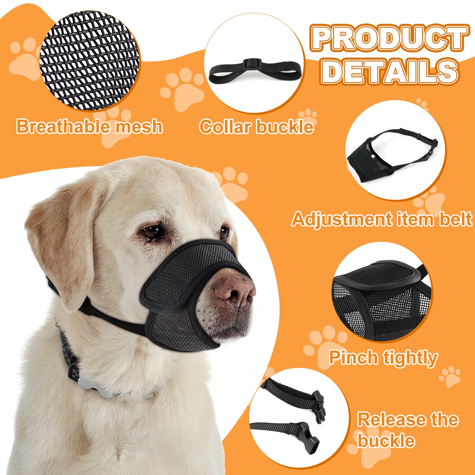 Yingphia Soft Mesh Muzzle For Small Medium Large Dogs - Breathable, Drinkable Cover For Chihuahua, German Shepherd, Bulldog - Ad