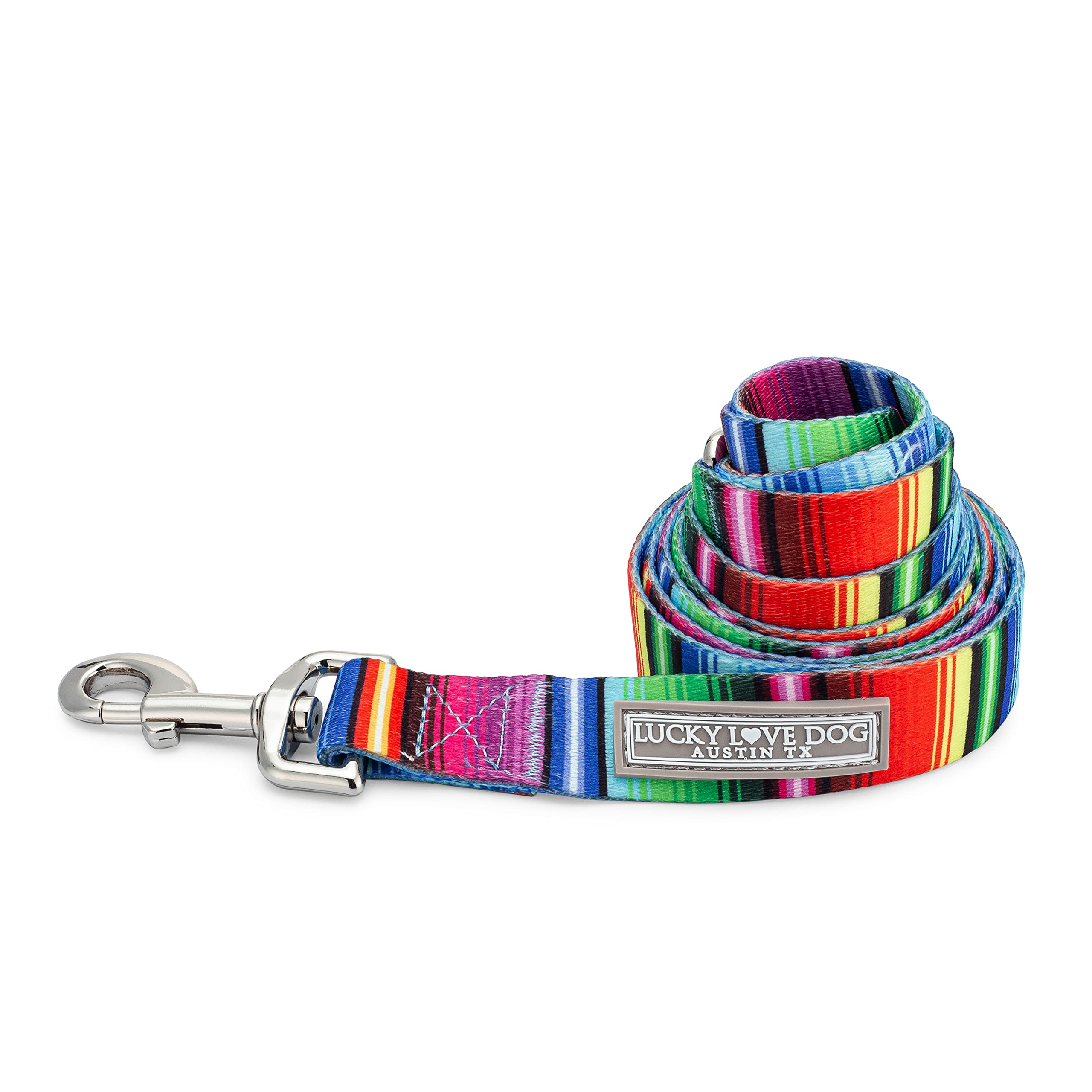 Lucky Love Dog Leash, Colorful Striped Dog Leash For Large Dogs, Durable & Long Lasting, (Nacho, Large)