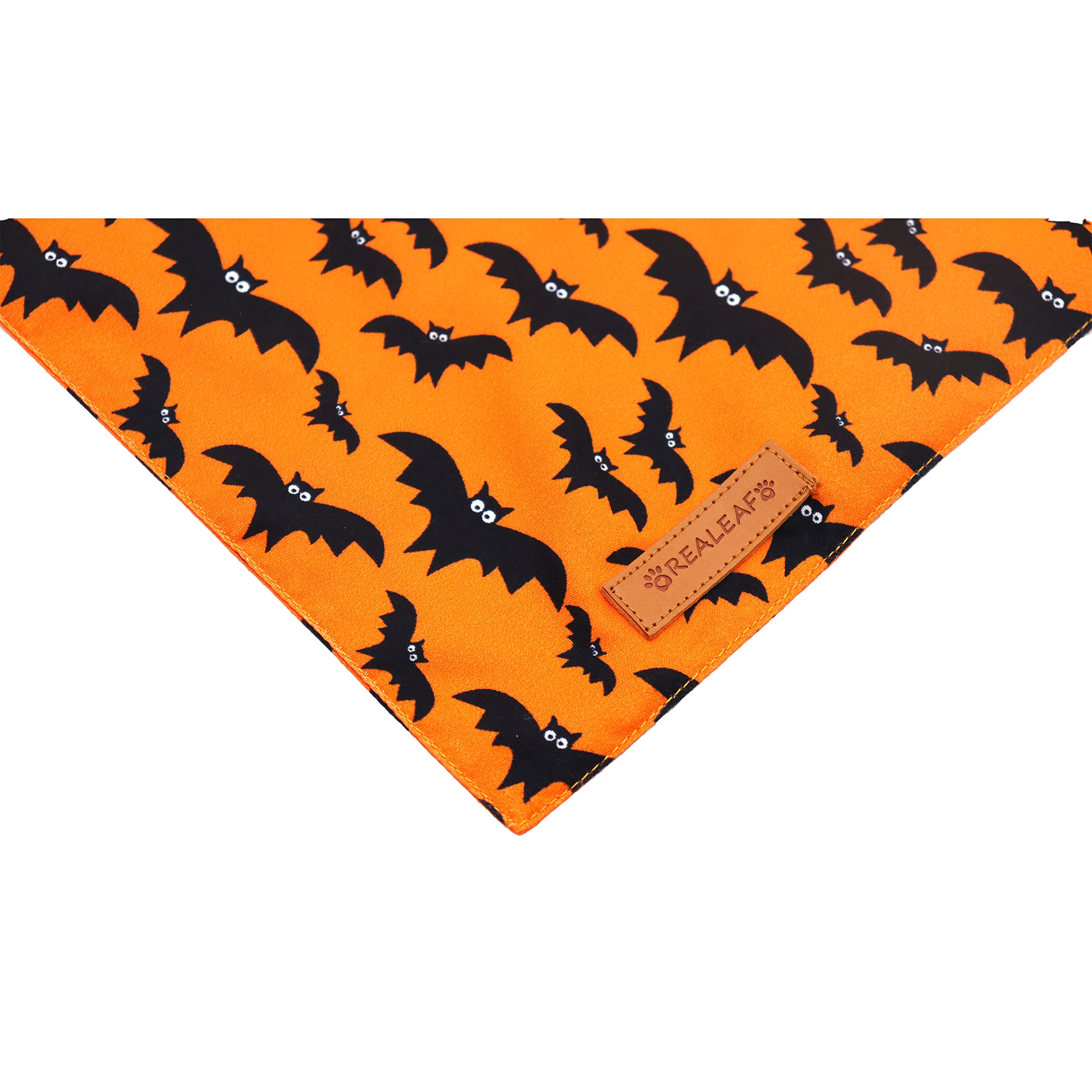 Realeaf Halloween Dog Bandanas 2 Pack, Pumpkin Dog Bandana Fall Dog Scarf For Boy And Girl, Premium Durable Fabric, Orange Holiday Bandana For Large And Extra Large Dogs (X-Large)
