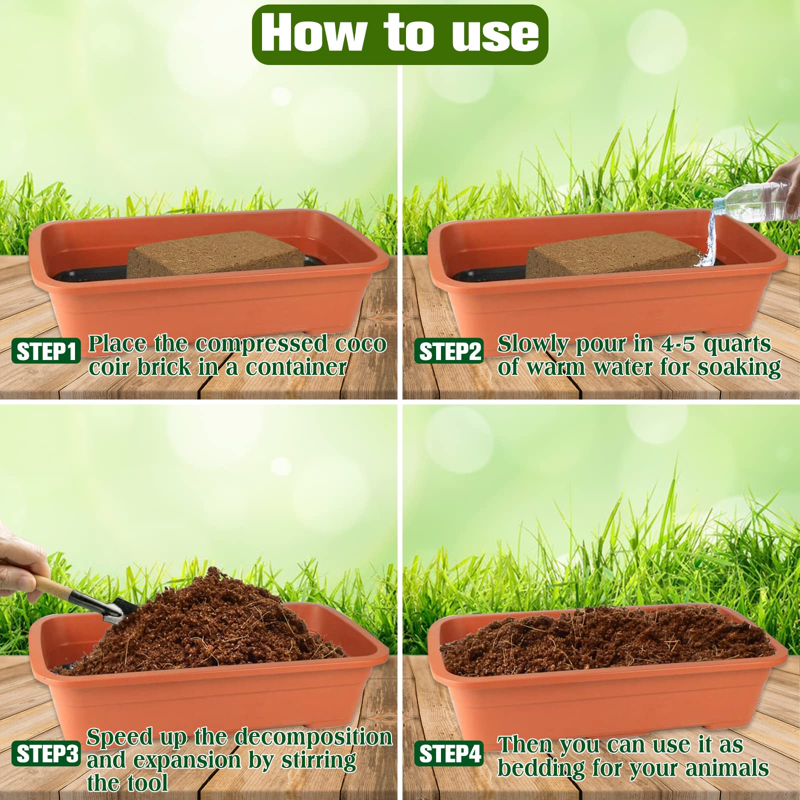 Zeedix 6Pcs Compressed Coconut Fiber Substrate For Reptiles, 100% Organic Coco Coir Fiber Brick Substrate Fluffy Bearded Dragon