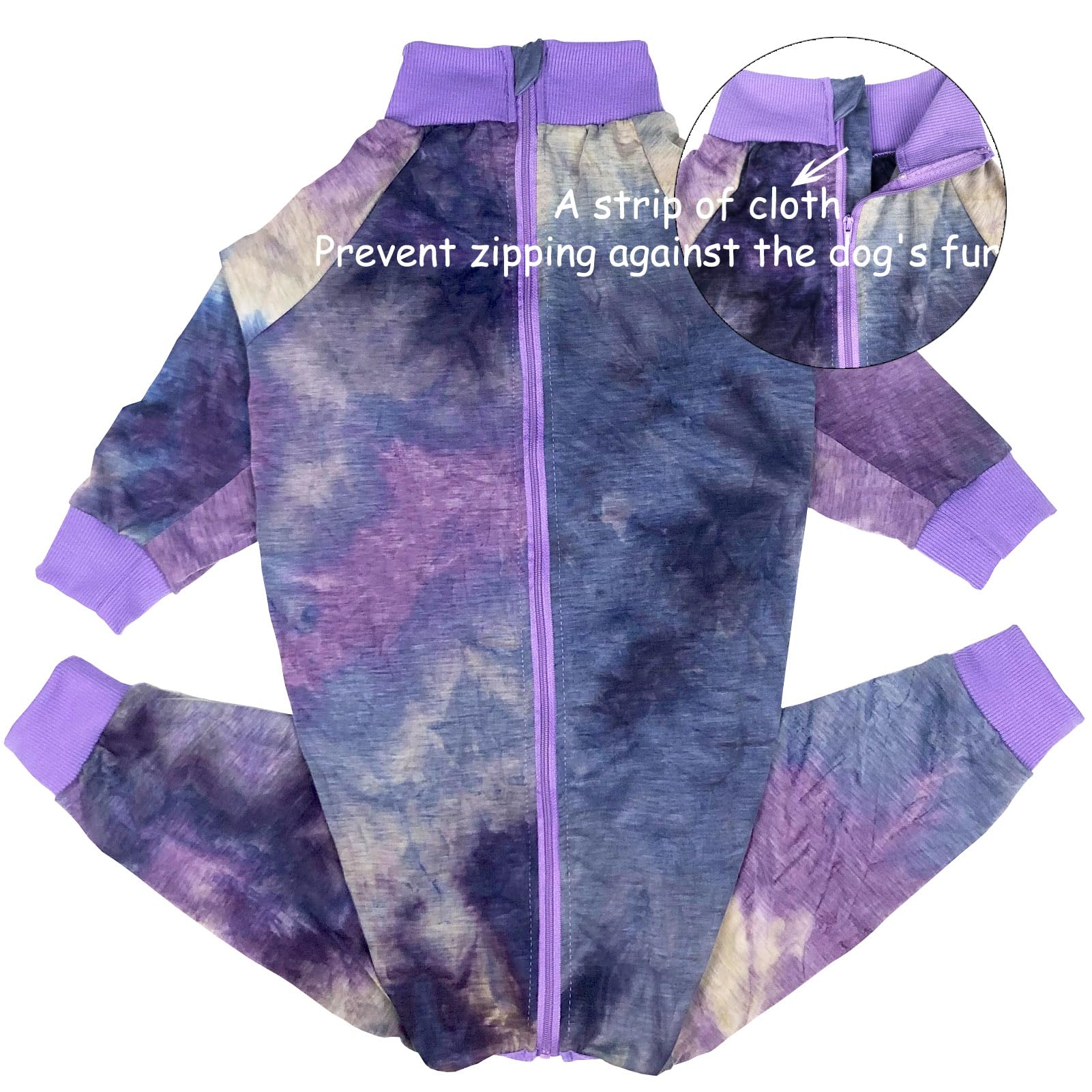 D.E.E Dog Pajamas Large Cotton Dog Clothes Warm And Comfortable Lightweight Jumpsuits Prevent Licking Wound (Zippurple, Xl)