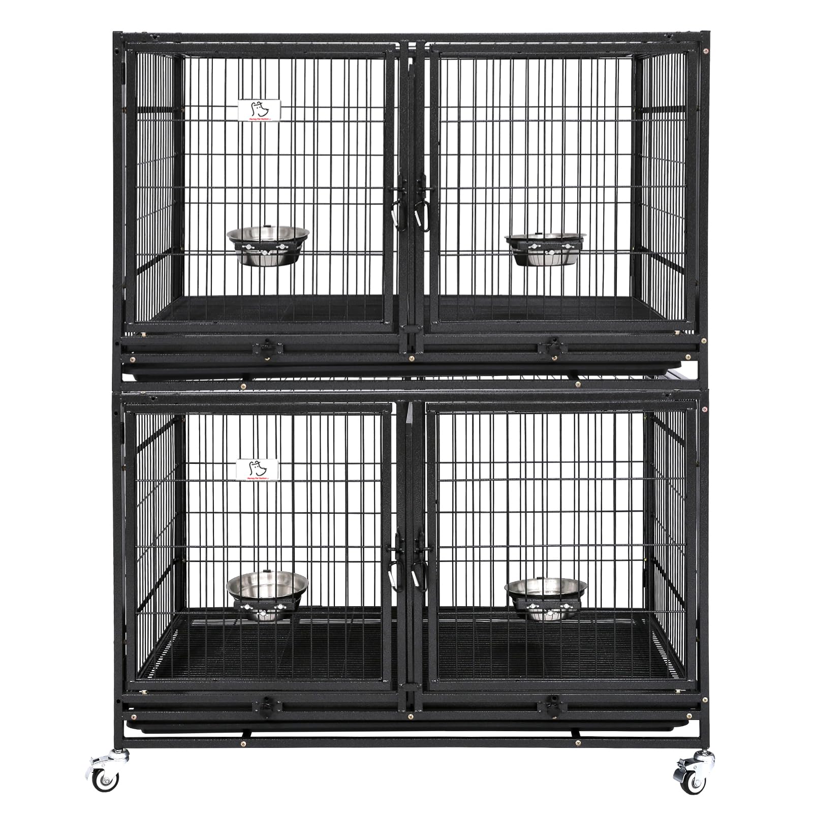Homey Pet 43 inch Dog Crate Stackable Heavy Duty Dog Kennel Indoor Dog Grooming Cage with Detachable Divider, Removable Tray, Wh
