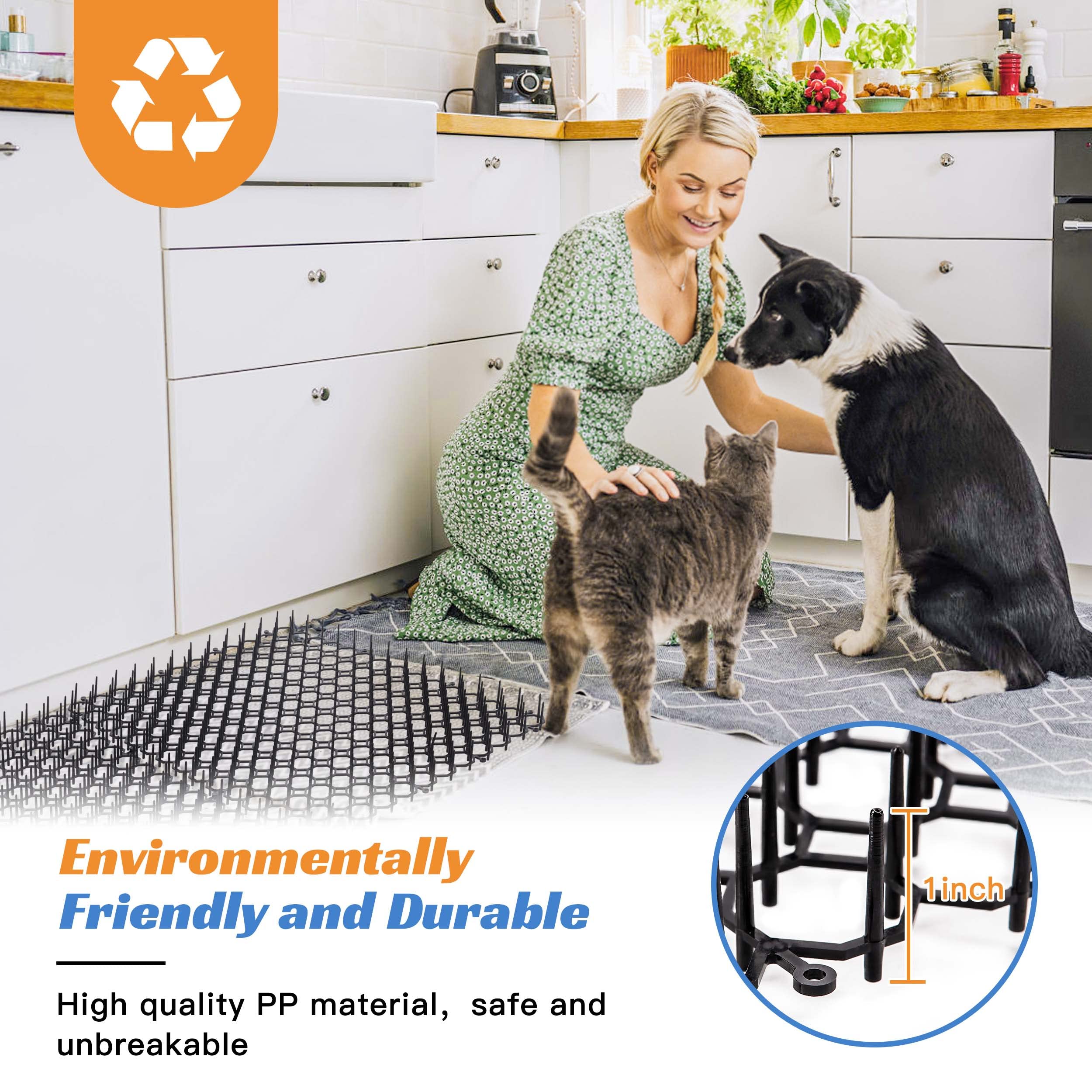 OCEANPAX 16 X 13 Inch Scat Mat for Cats, 12 Pack Cat Scat Mat with Spikes - Indoor/Outdoor Pet Deterrent Solution for Plants, Fu