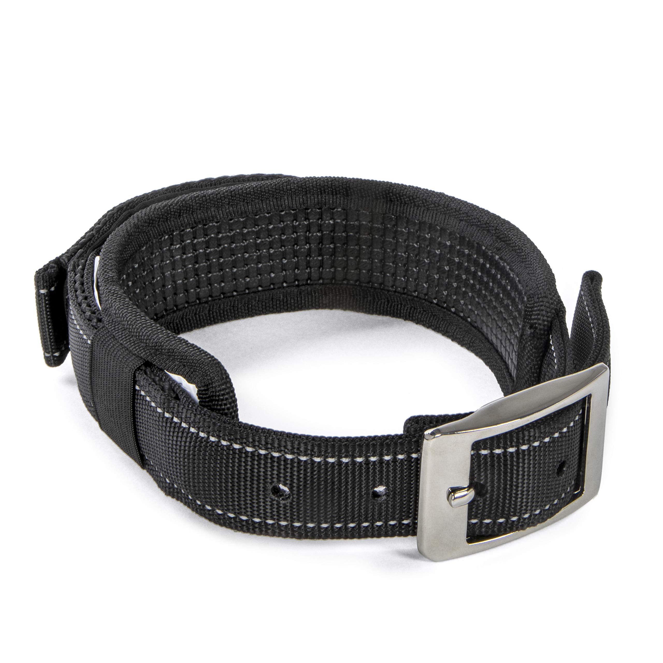 Sherpa Dog Collar, Built-in Quick Grab Handle, Padded - Black, Medium