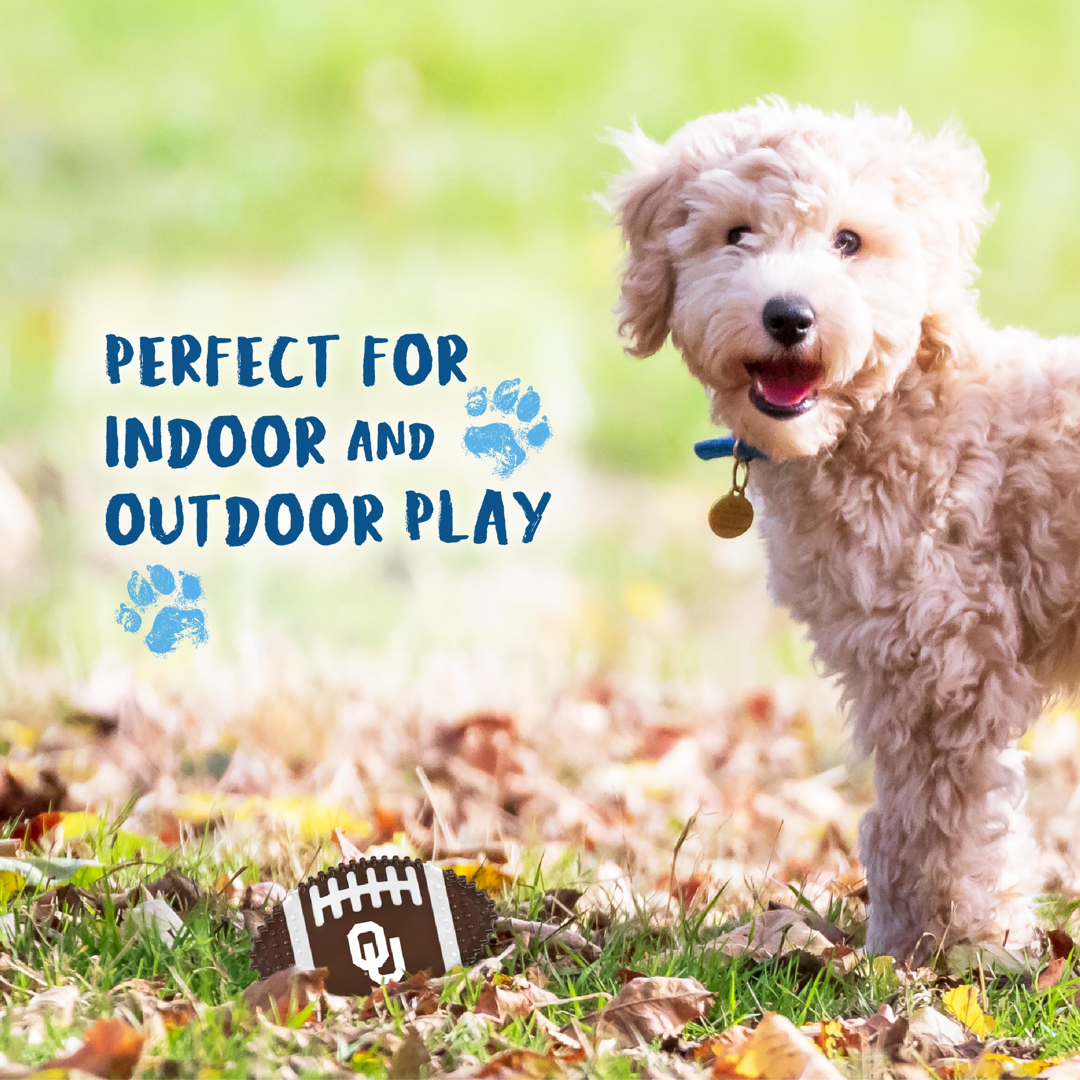 Pets First Ncaa Oklahoma Sooners Mega-Chew Hard Nylon Bacon-Flavored Bone Football Chew Toy. Interactive Tasty & Fun Chew Toy. I