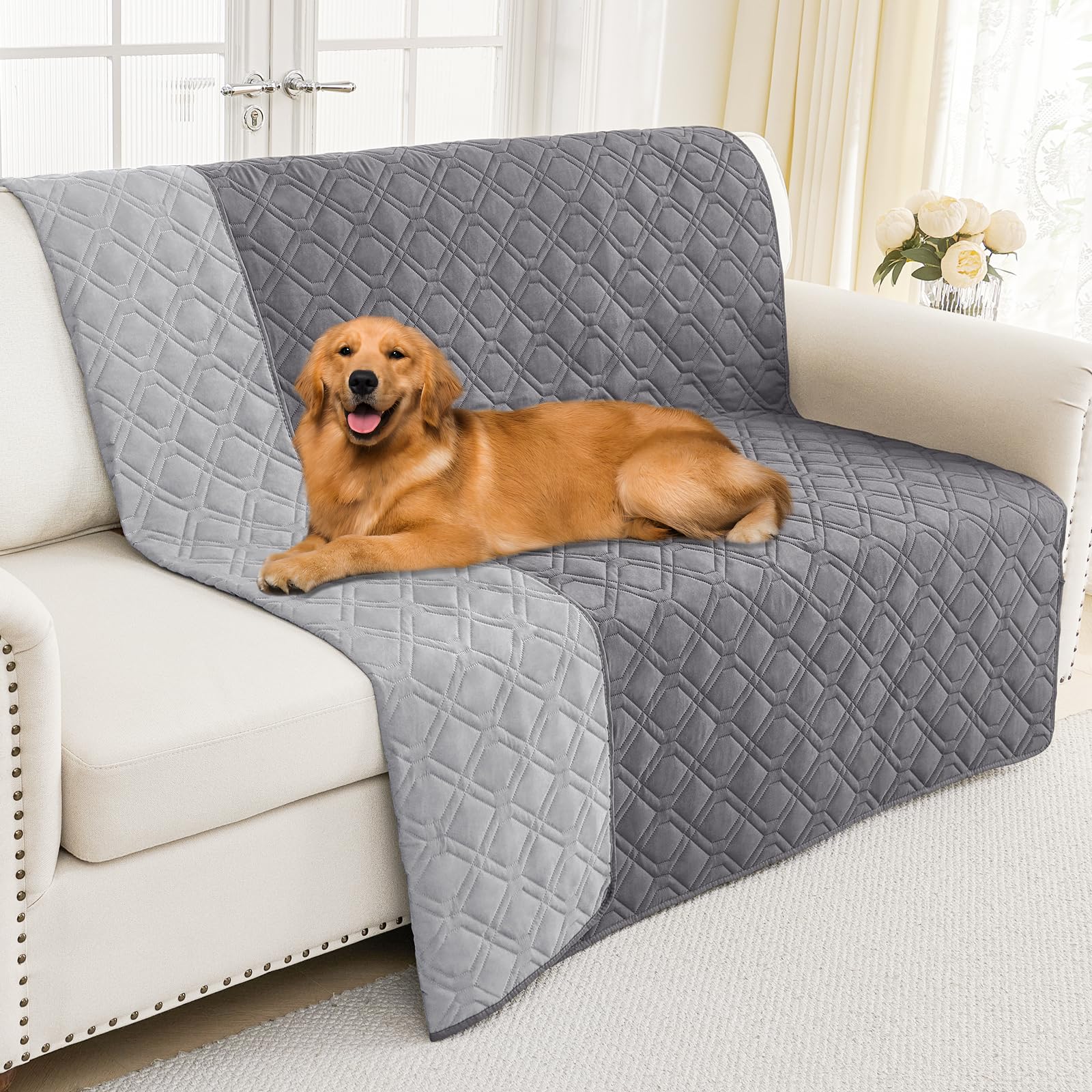 Smiry Waterproof Dog Blanket, 68X82 Inch Soft Pet Bed Cover Reversible, Washable Sofa Couch Furniture Protector For Small Medium