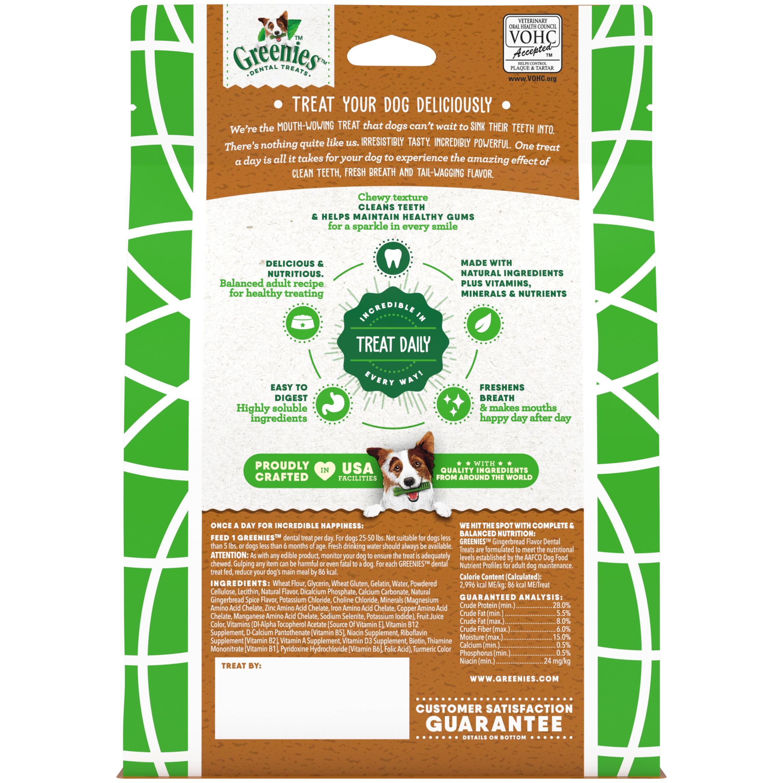 Greenies Regular Dental Dog Treats, Gingerbread Flavor, Limited Edition, 12 oz. Pack (12 Treats)