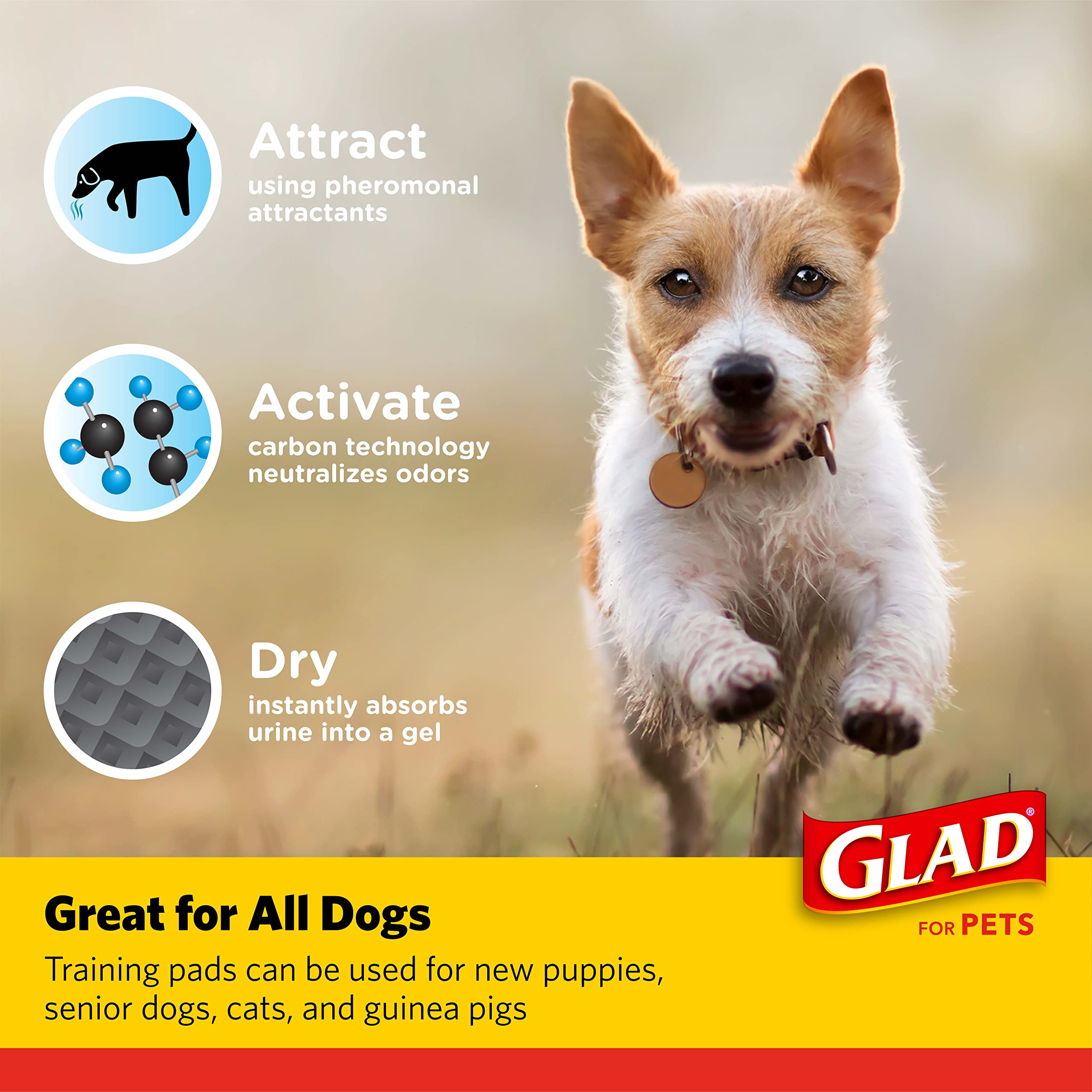 Glad for Pets Black Charcoal Puppy Pads, 14 Count - Absorb & Neutralize Urine Instantly, Improved Quality Puppy Pee Pads
