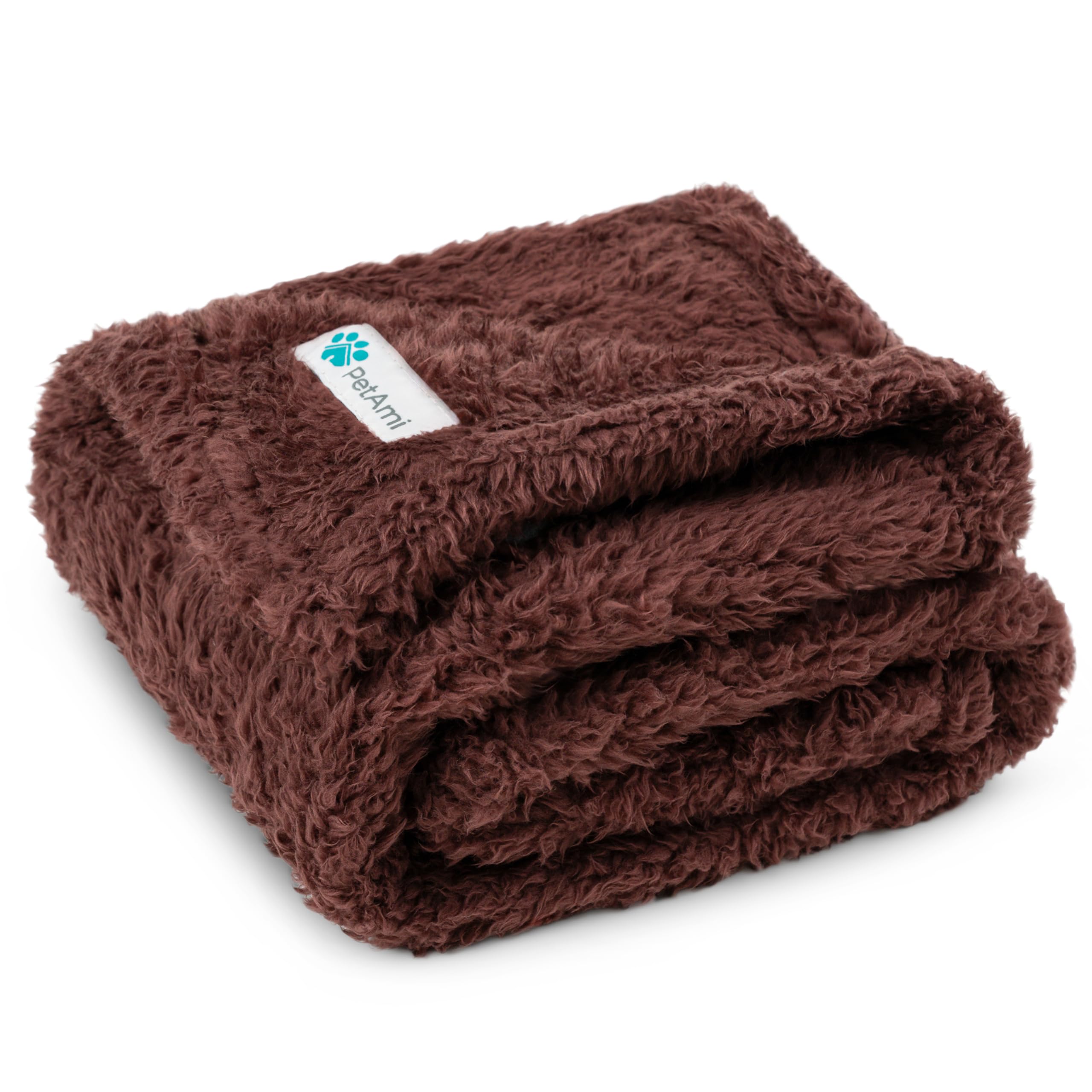 PetAmi Dog Blanket for Small Medium Dogs Brown, Fluffy Soft Puppy Blanket, Sherpa Fleece Cat Blanket for Kitten Doggie, Calming 