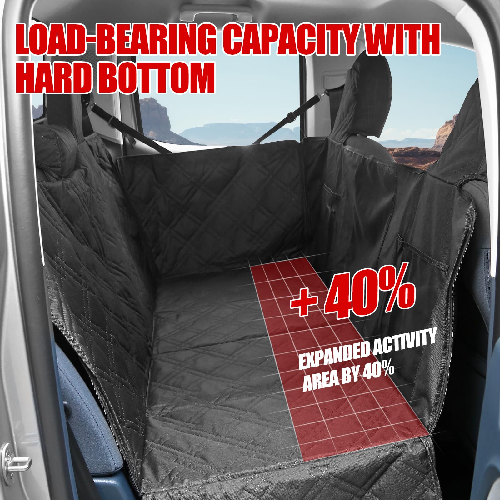 Mabett Dog Seat Covers for Ford Maverick 2022-2025, Black 600D Oxford Cloth, Back Seat Hammock with Door Protection and Hard Bottom Support
