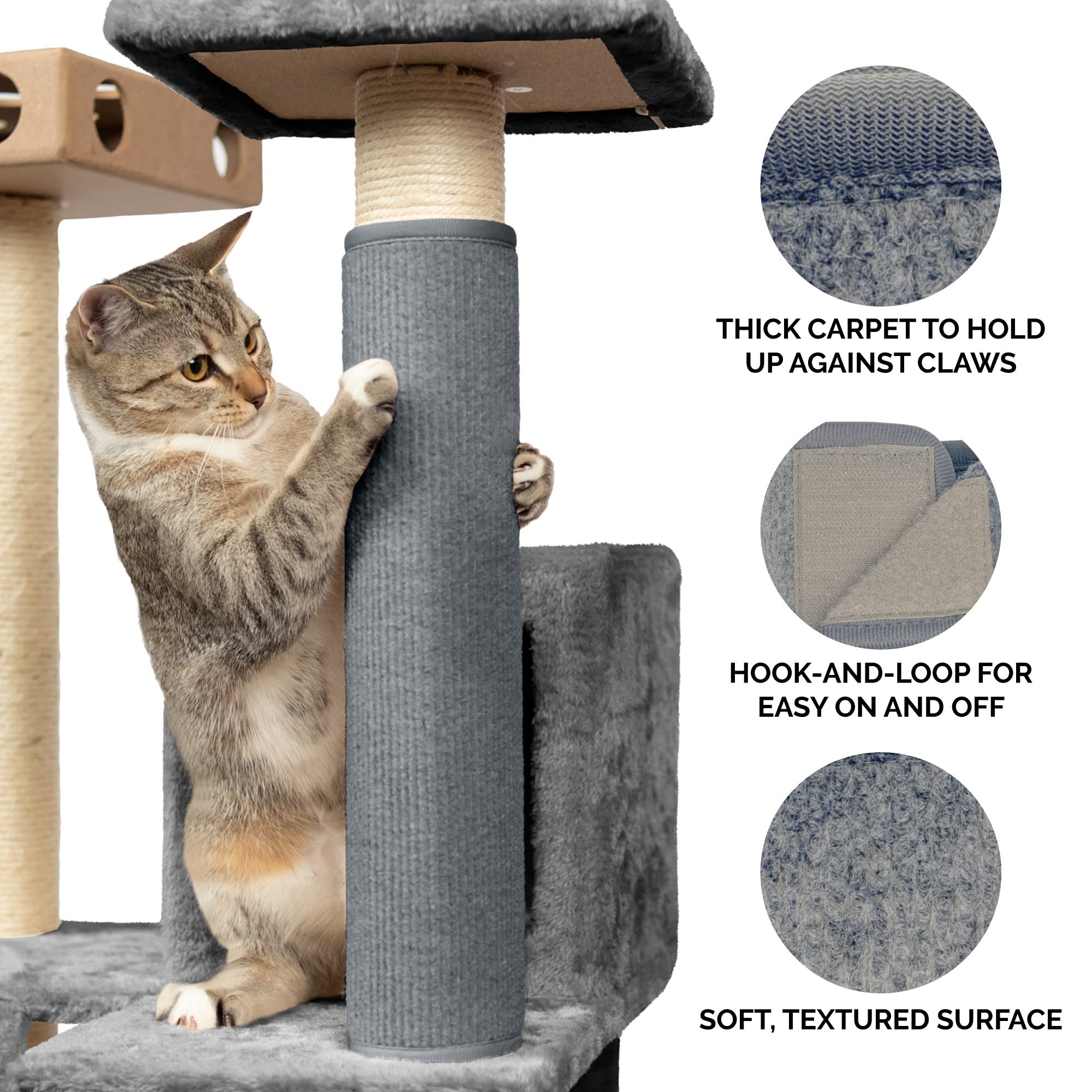 Furhaven Wrap Around Scratching Post Cover for Indoor Cats, Fits Posts Up to 3.5 Diameter, Durable & Less Mess - Tiger Tough Car