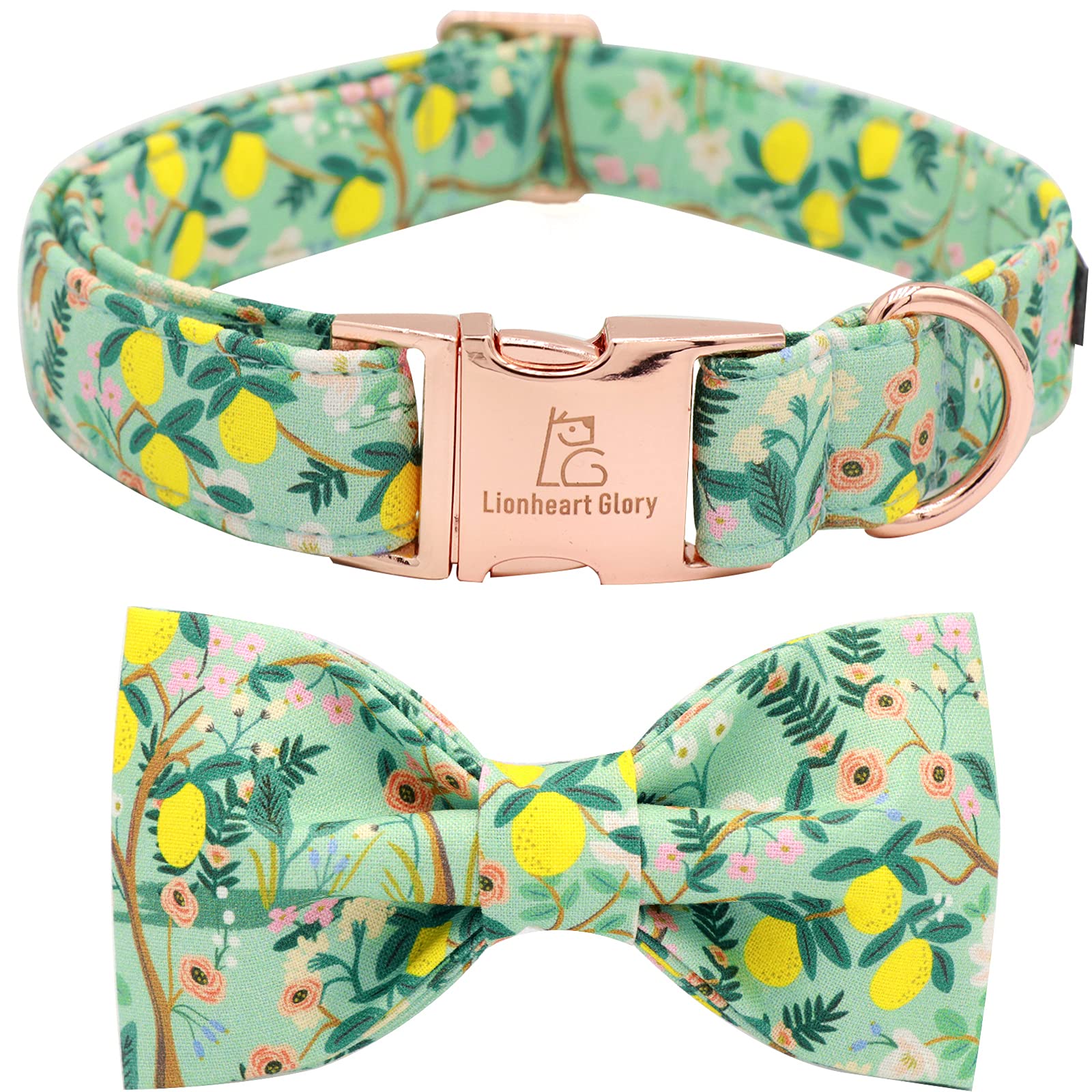 Lionheart Glory Premium Floral Dog Collars, Bowtie Dog Collar, Adjustable Heavy Duty Girl Dog Collar With Bow For Small Dogs