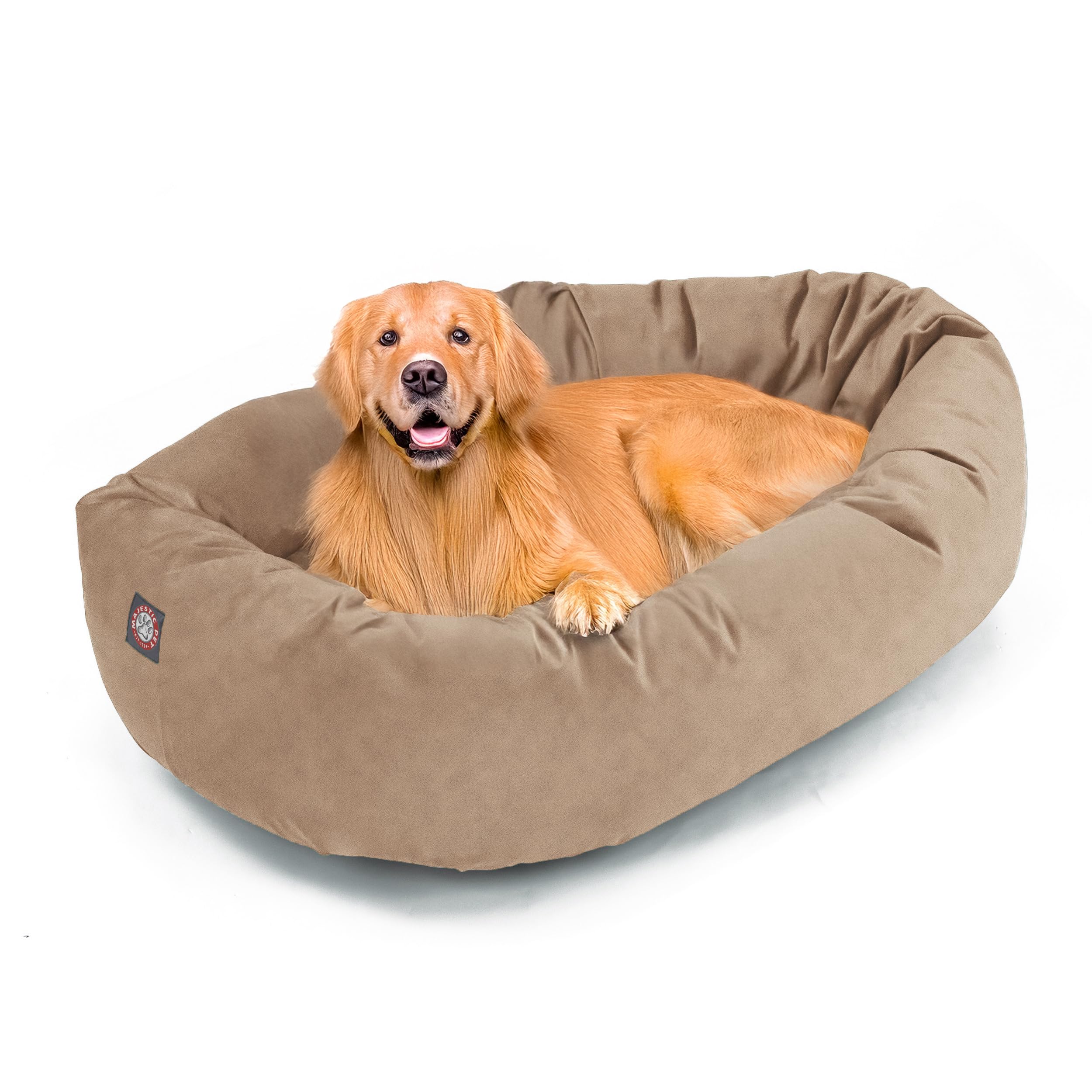 Majestic Pet 40 Inch Suede Shredded Memory Foam Mix Calming Large Dog Bed Washable 40 x 29 x 9 (Inch) - Cozy Soft Round Donut Do