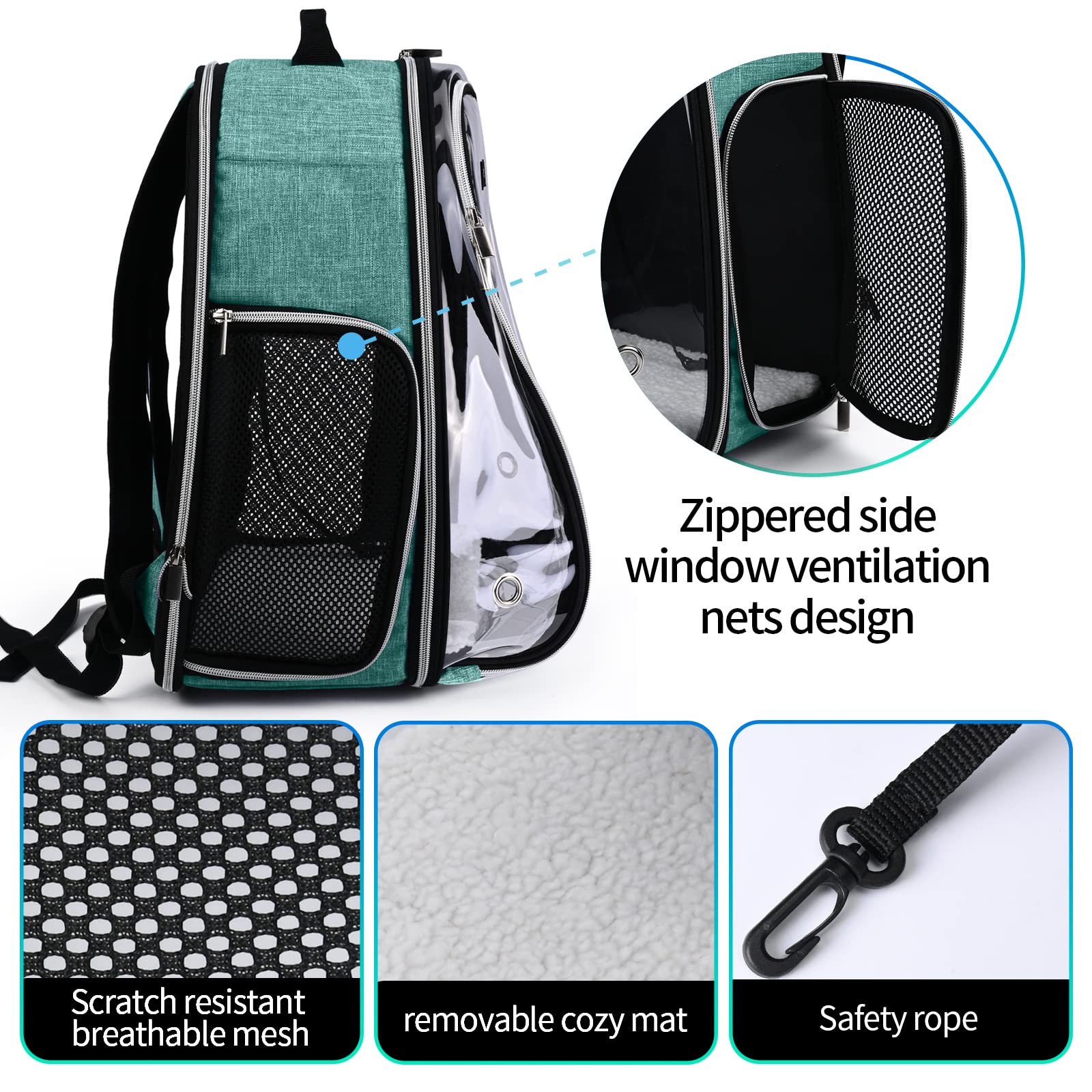 Baglher Cat Carrier Backpack Bubble - Fit Up To 18 Lbs - Airline-Approved Dog Backpack Carrier For Small Pets Puppies Dogs Bunny
