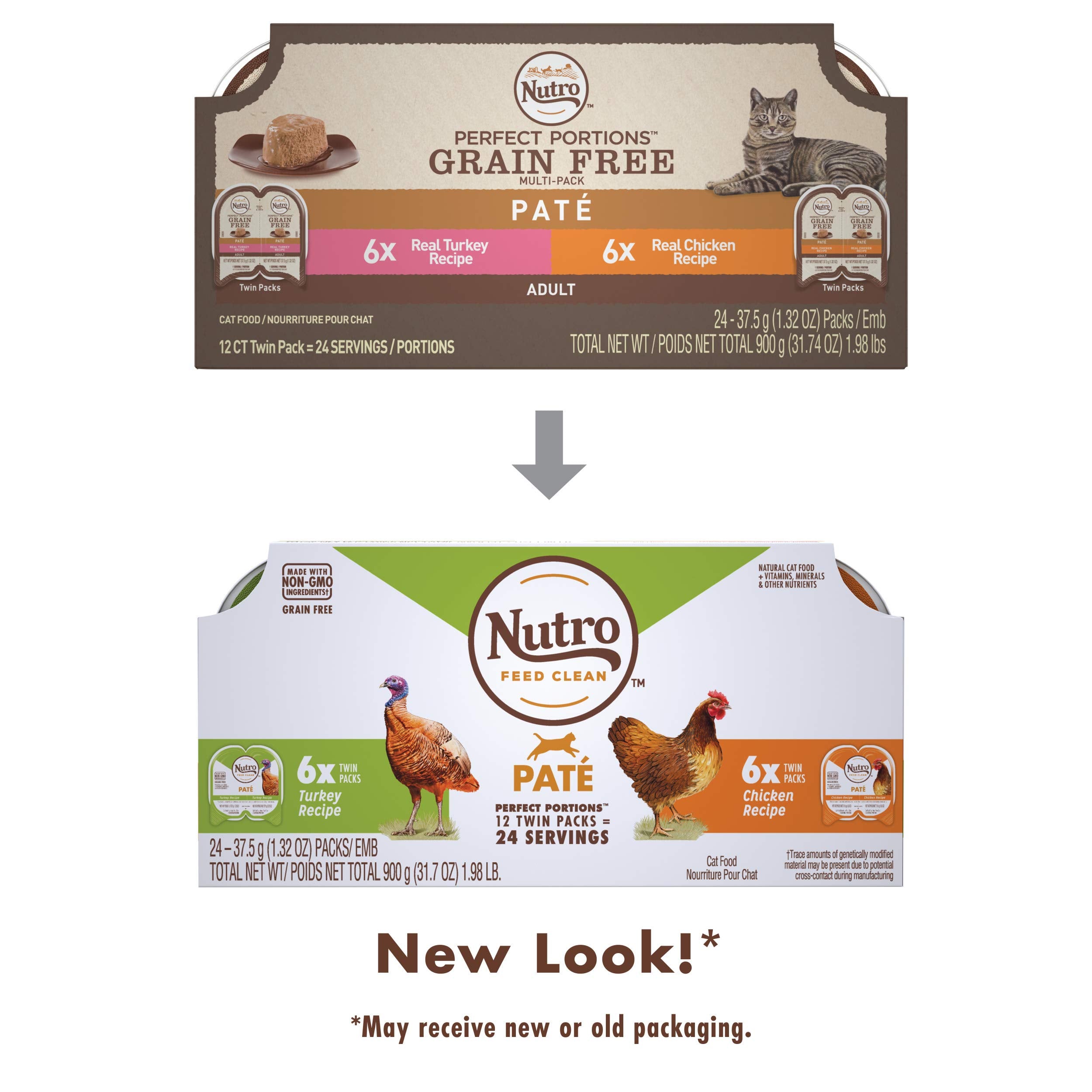 Nutro Wet Cat Food Pat   Multipack: Turkey Recipe and Chicken Recipe, 2.64 oz. Trays (12 Count, Pack of 2)