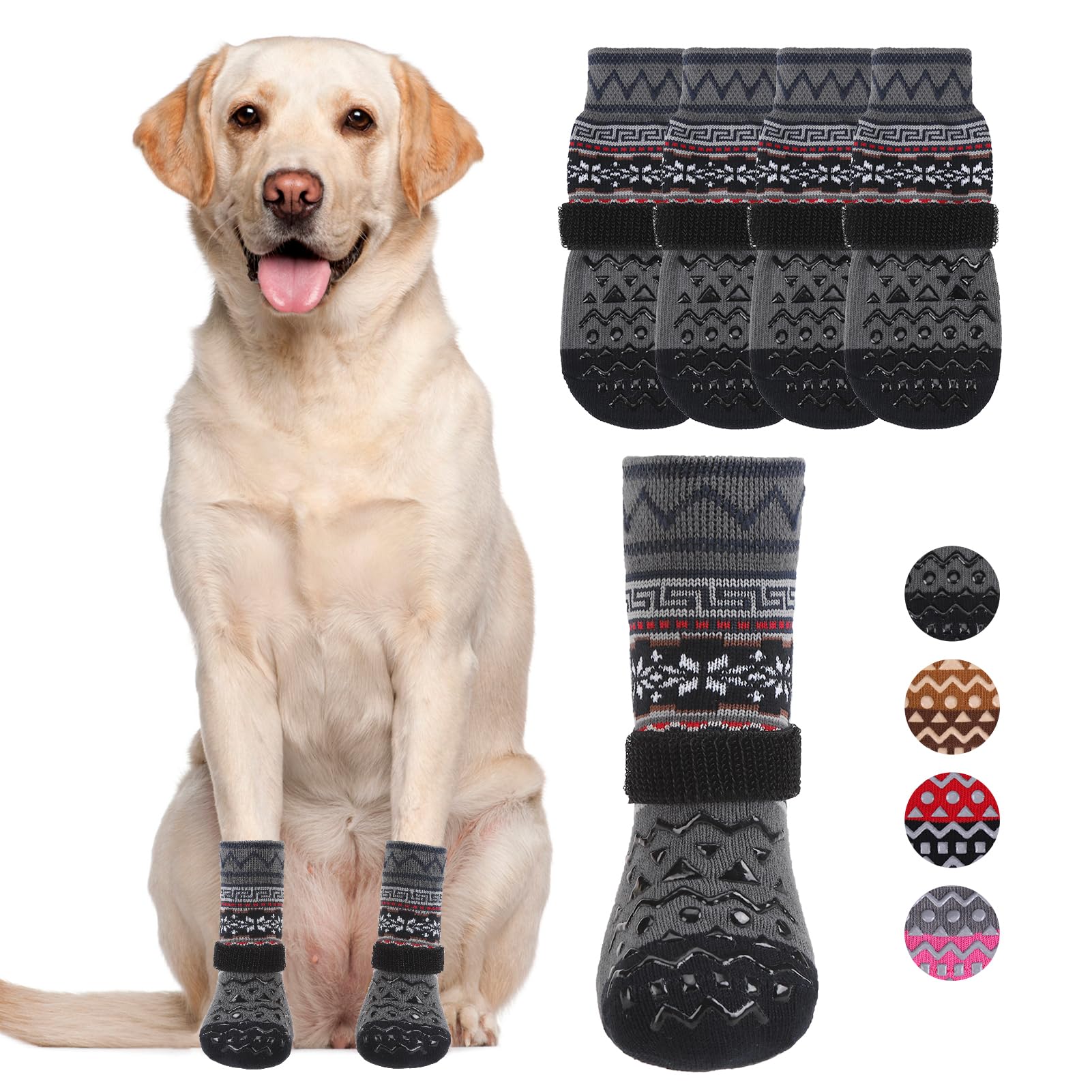 Kooltail Dog Socks For Hot/Cold Pavement To Prevent Licking Paws Scratching,Anti Slip Pet Boots&Paw Protector For Hardwood Floor