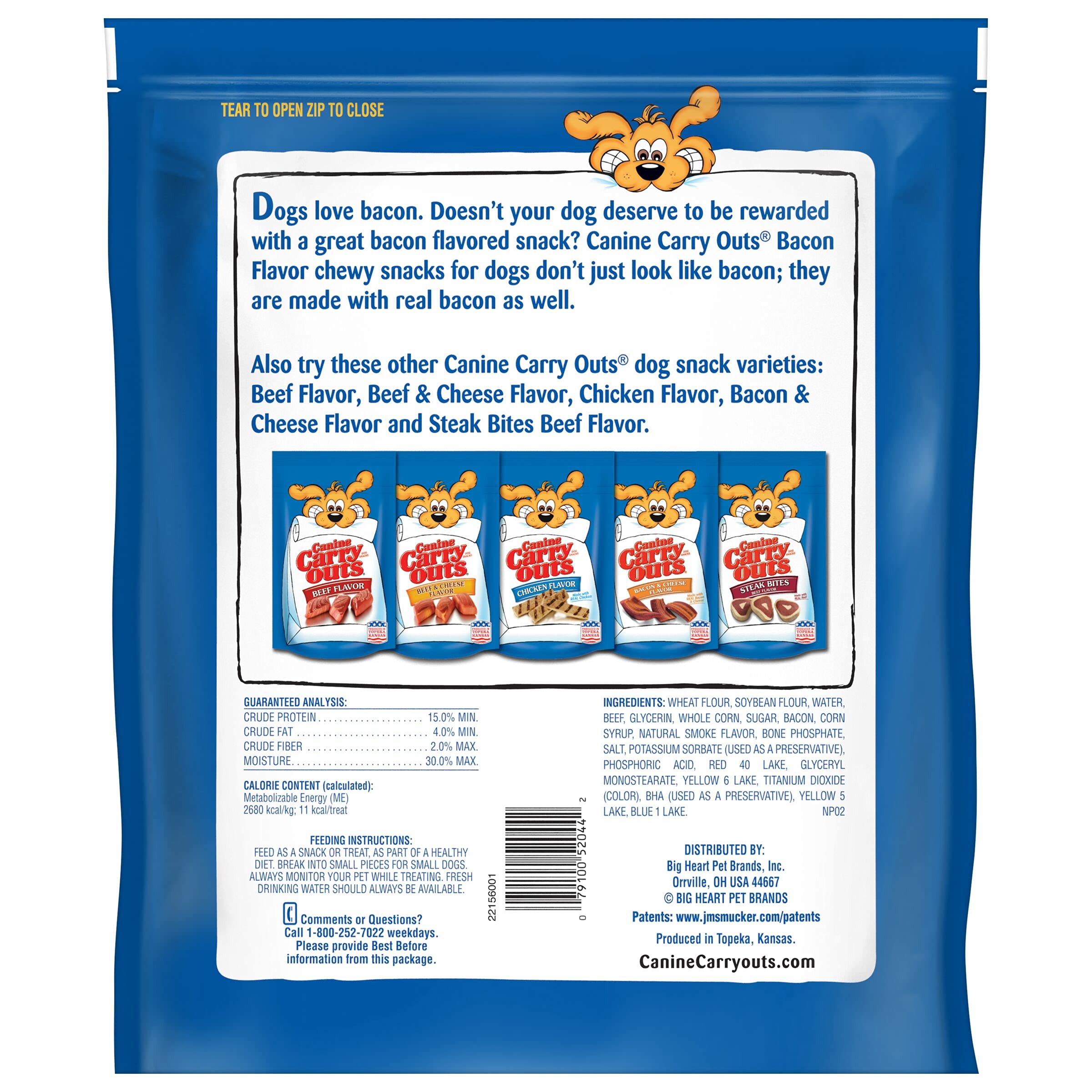 Canine Carry Outs Dog Treats, Bacon Flavor, 22.5 Ounce (Pack of 4), Made with Real Bacon