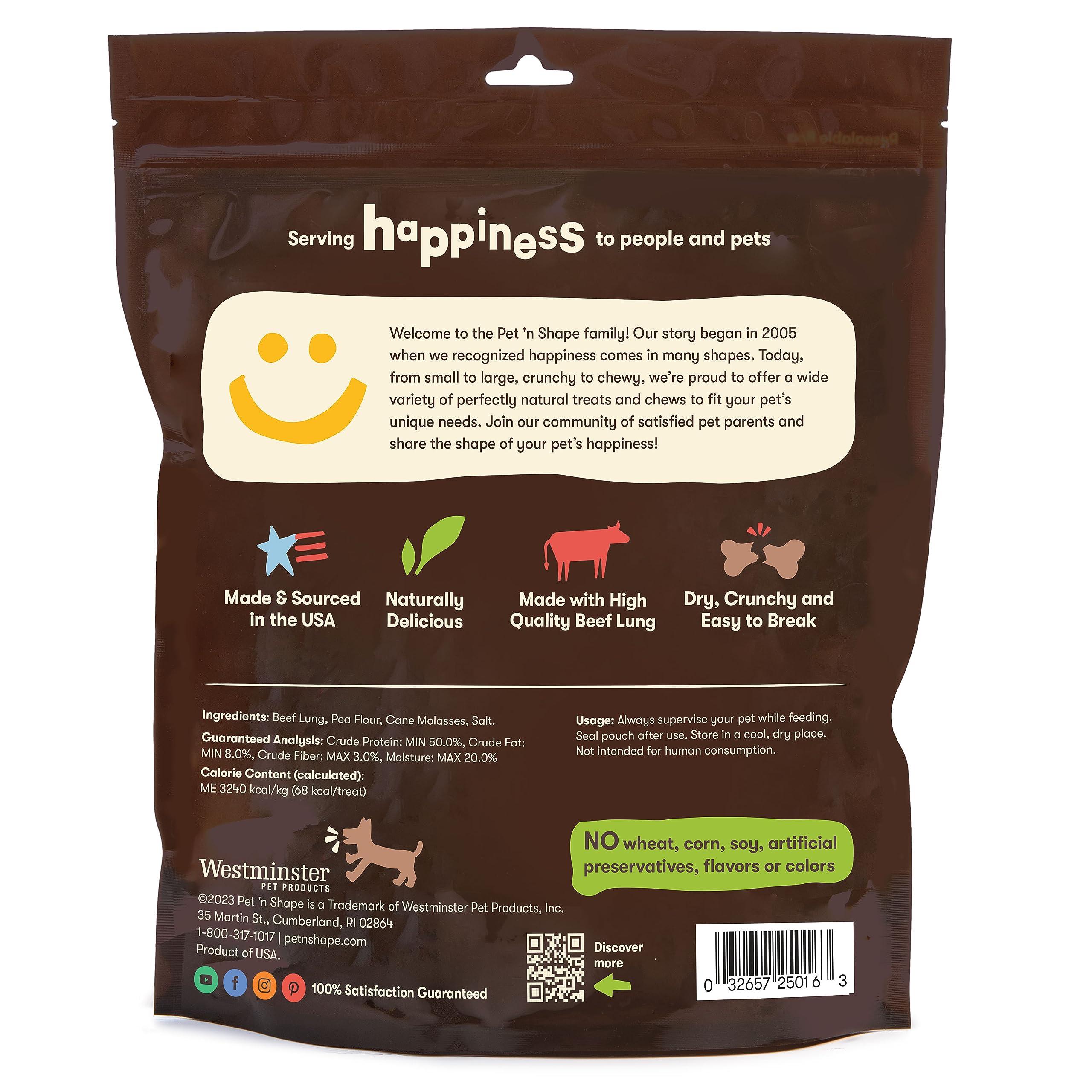Pet n Shape All American Beef Lung Patties Dog Treats - Made and Sourced in The USA, 1lb Bag