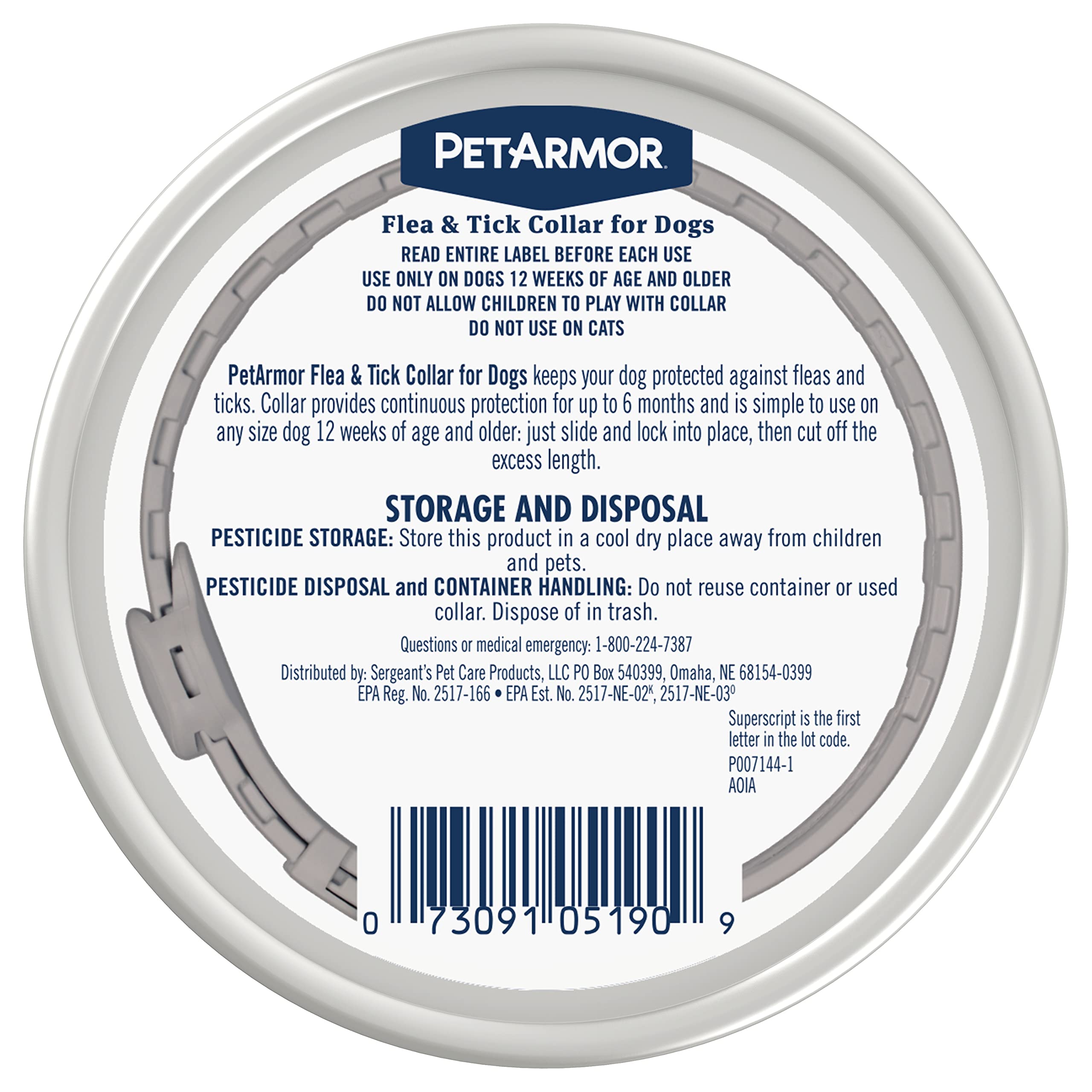 PetArmor Flea & Tick Collar for Dogs, Kills Fleas & Ticks, Long Lasting Protection for 6 Months, Water Resistant, One Size Fits