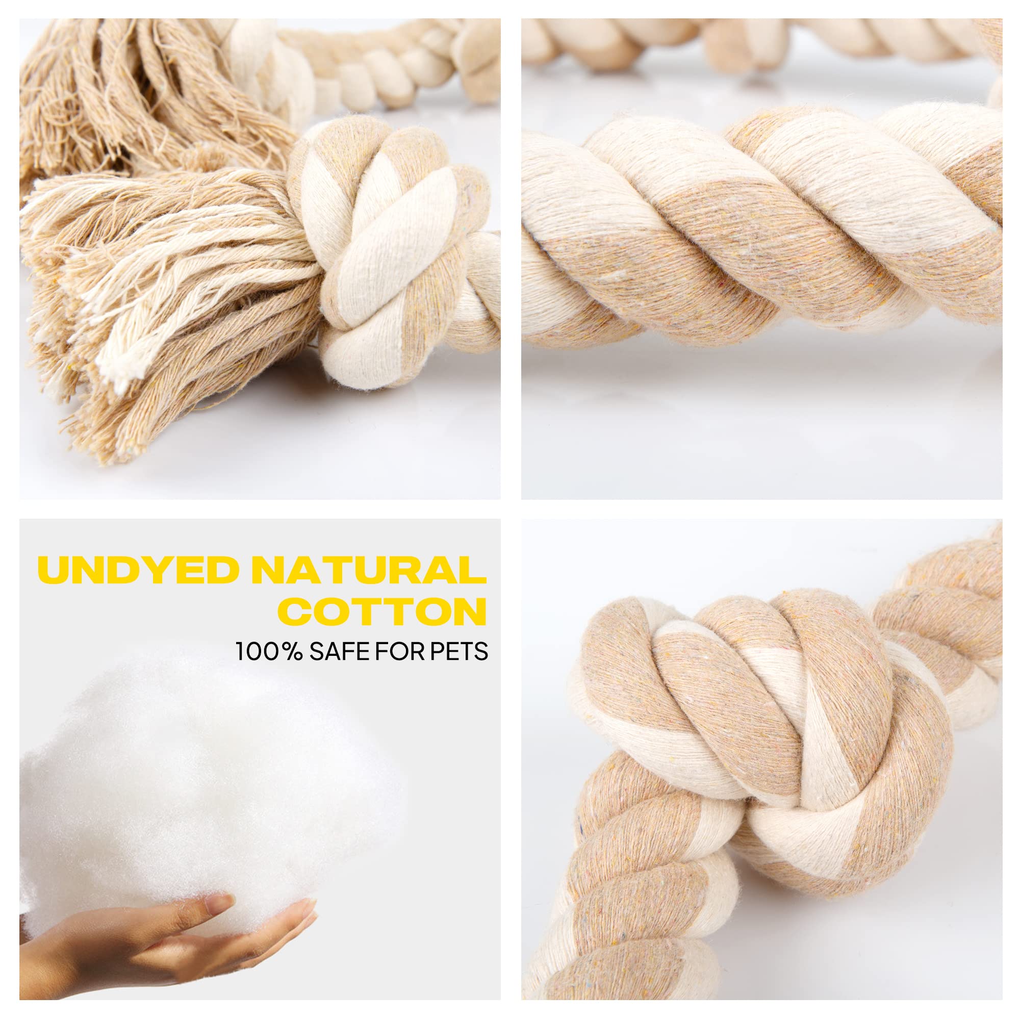 Fida Dog Rope Toys For Aggressive Chewers,Large Dog Toy Designed For Tug Of War, Tough Dog Rope Toy Indestructible Made Of Undye