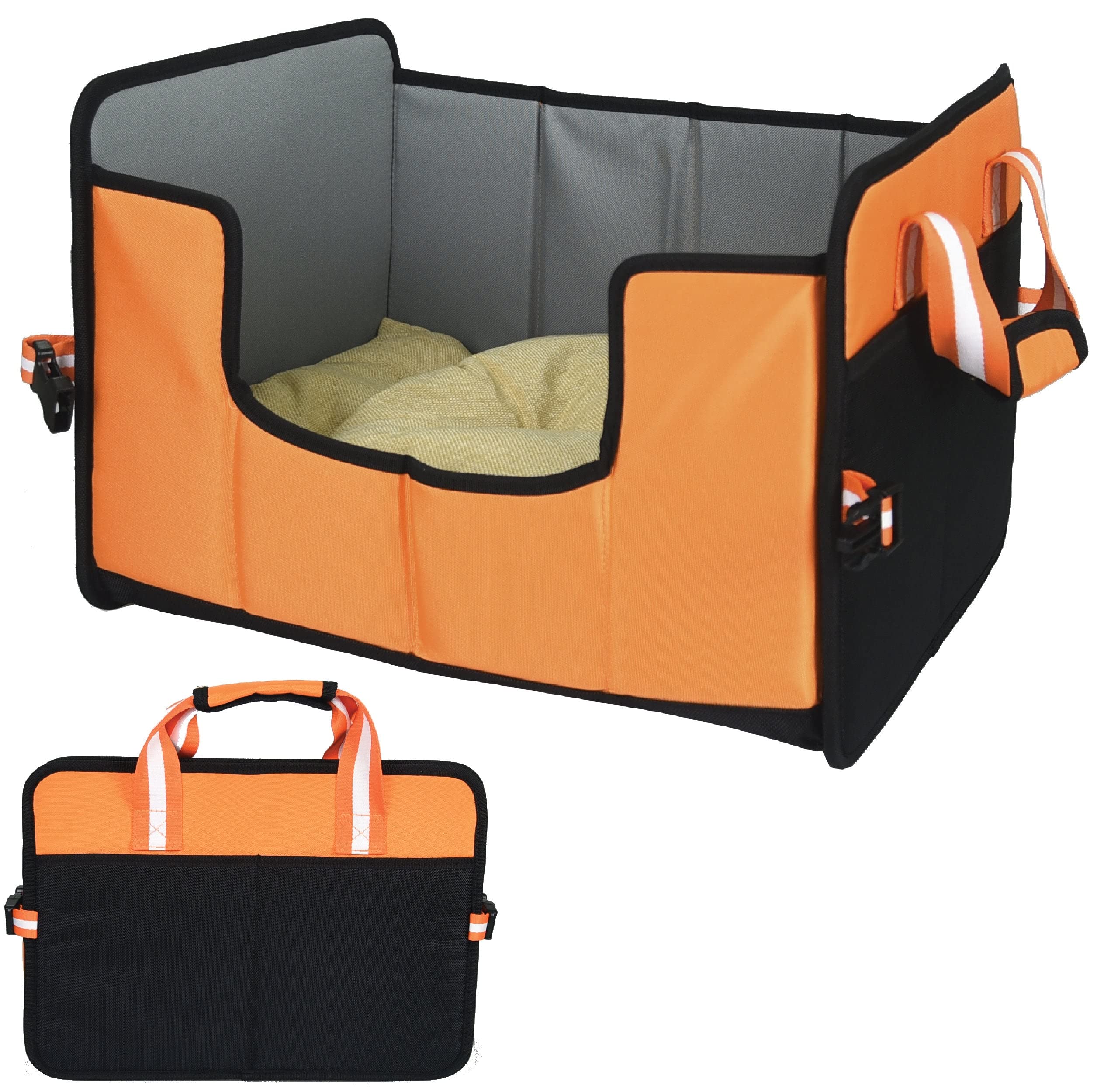 Pet Life Travel-Nest Folding Travel Cat and Dog Bed, LG, Orange
