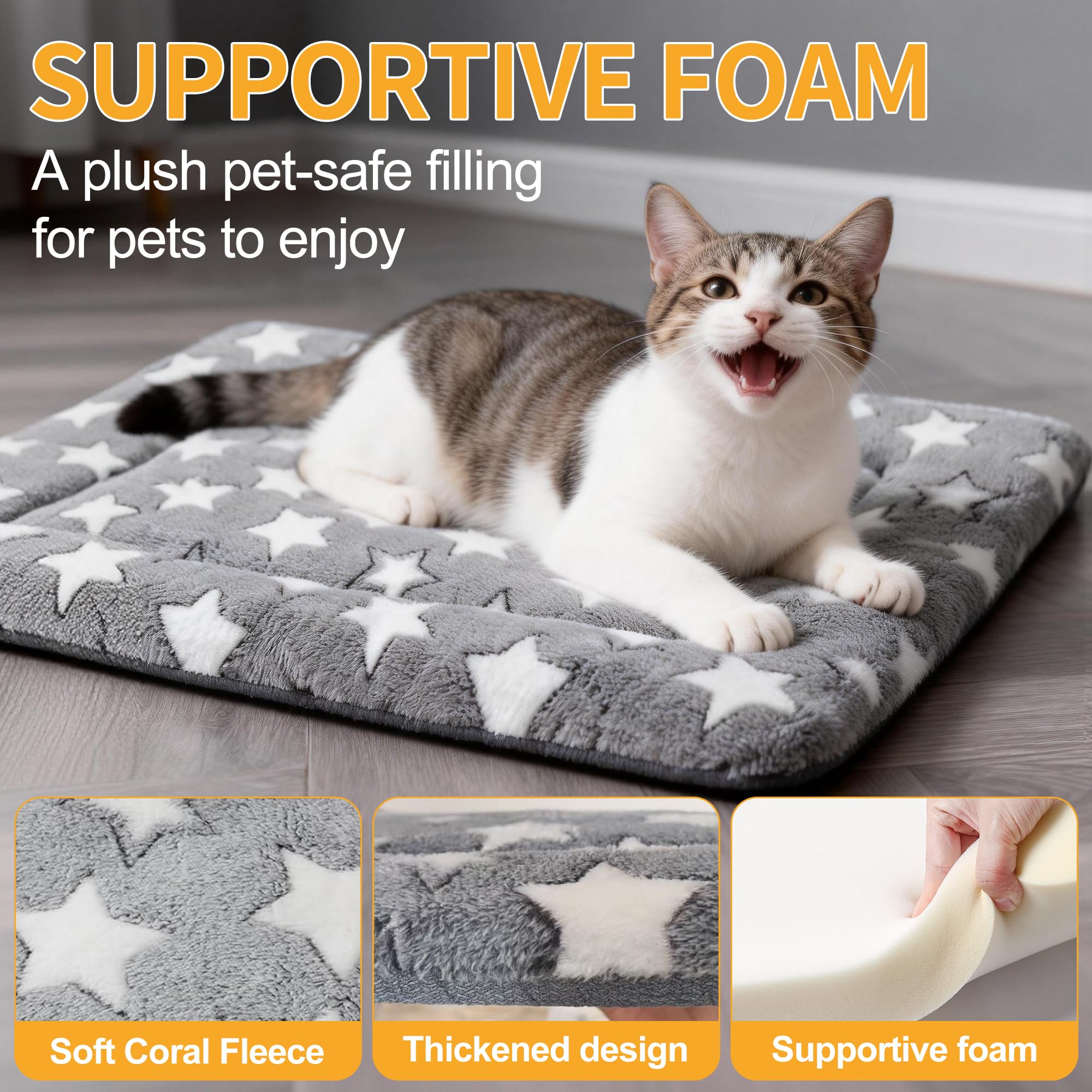 Dog Bed Mat, Reversible Crate Pads for Small/Medium/Large Dogs & Cats Sleeping, Portable & Soft, Dog Beds Crate Pad (Grey, XS(18
