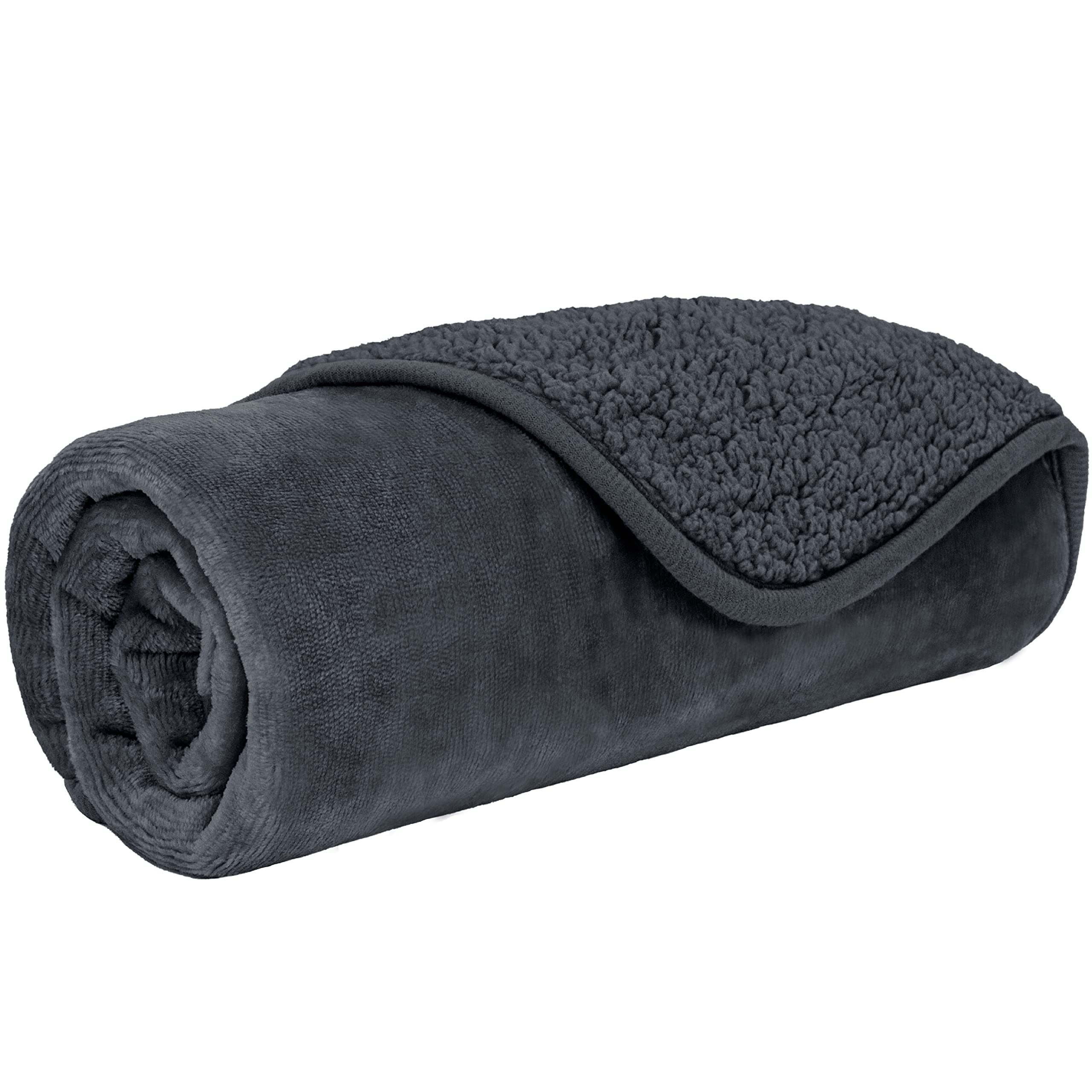 Petami Waterproof Dog Blanket For Small Medium Dogs, Pee Proof Pet Blanket Sherpa Fleece Couch Cover, Reversible Cat Throw Bed Sofa Protector, Soft Plush Washable Pad (Small 24X32, Gray)