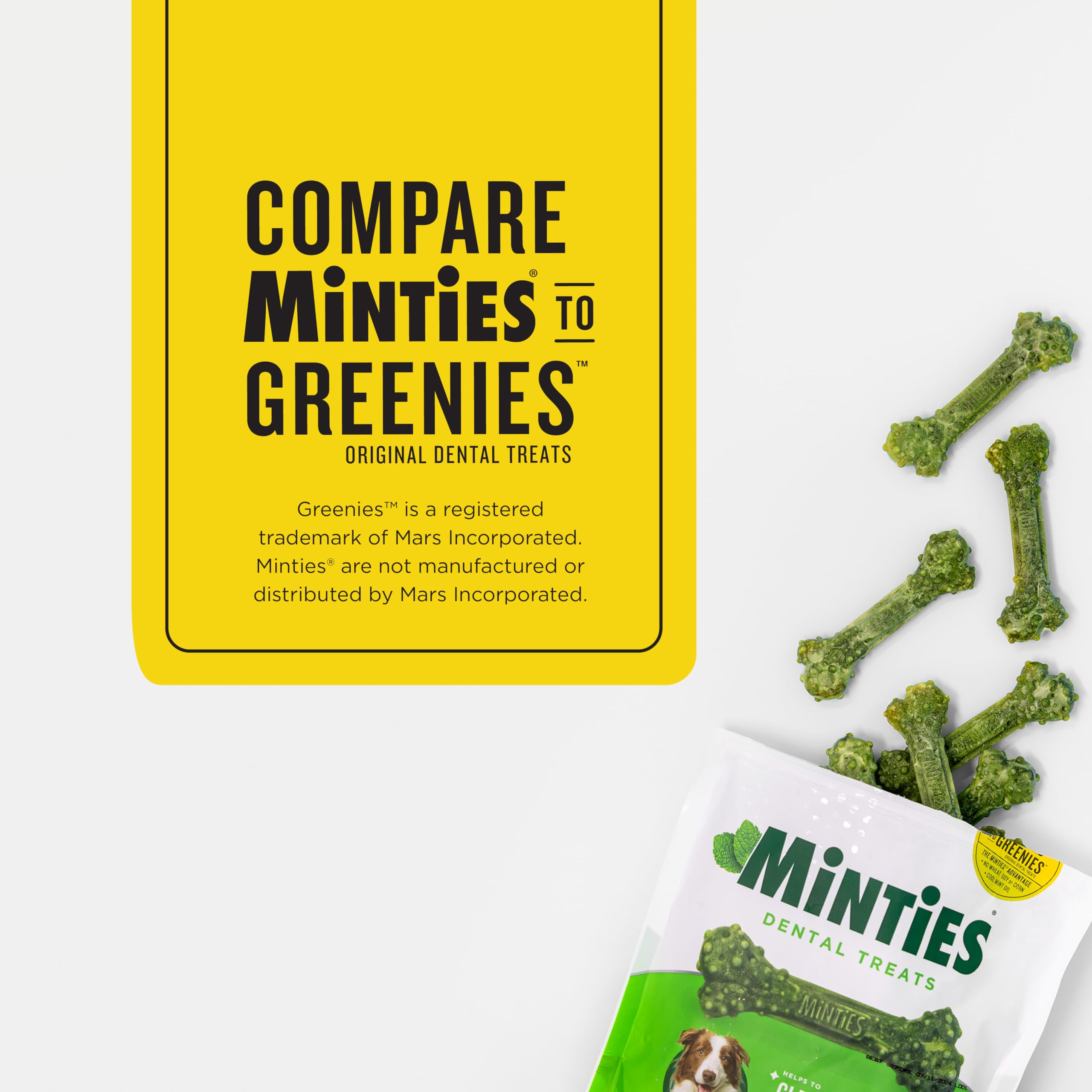 Minties Dental Chews for Dogs, 20 Count, Vet-Recommended Mint-Flavored Treats for Medium Dogs 25-50 lbs, Dental Bones Clean Teet